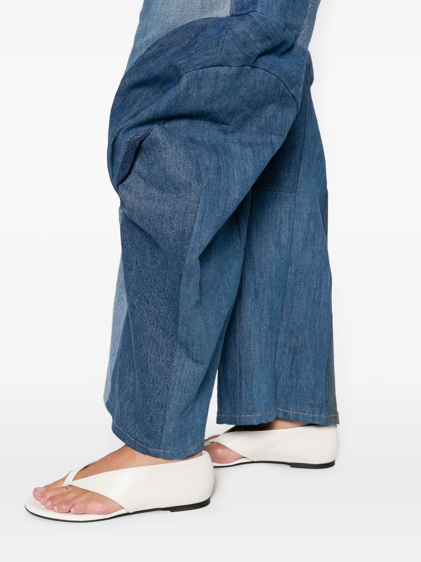 patchwork ruffled jeans