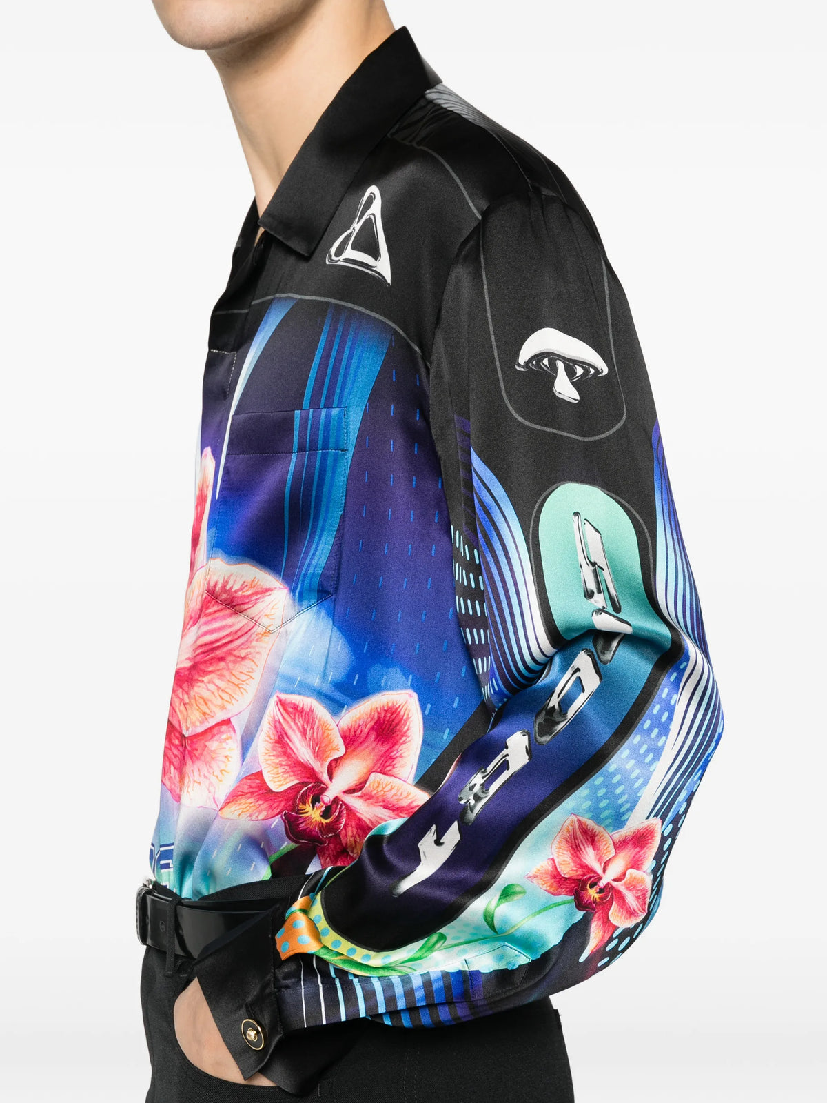 Orchid Racer long sleeve silk shirt