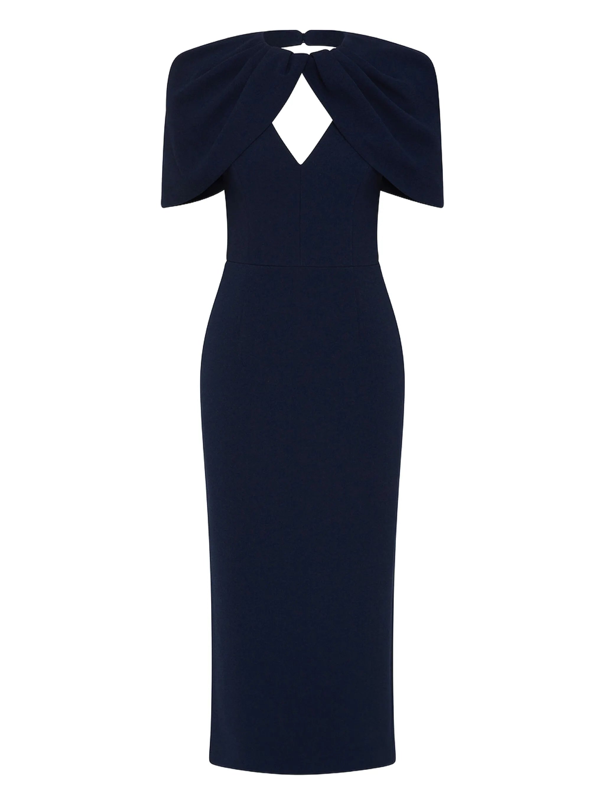 petal-sleeve draped midi dress
