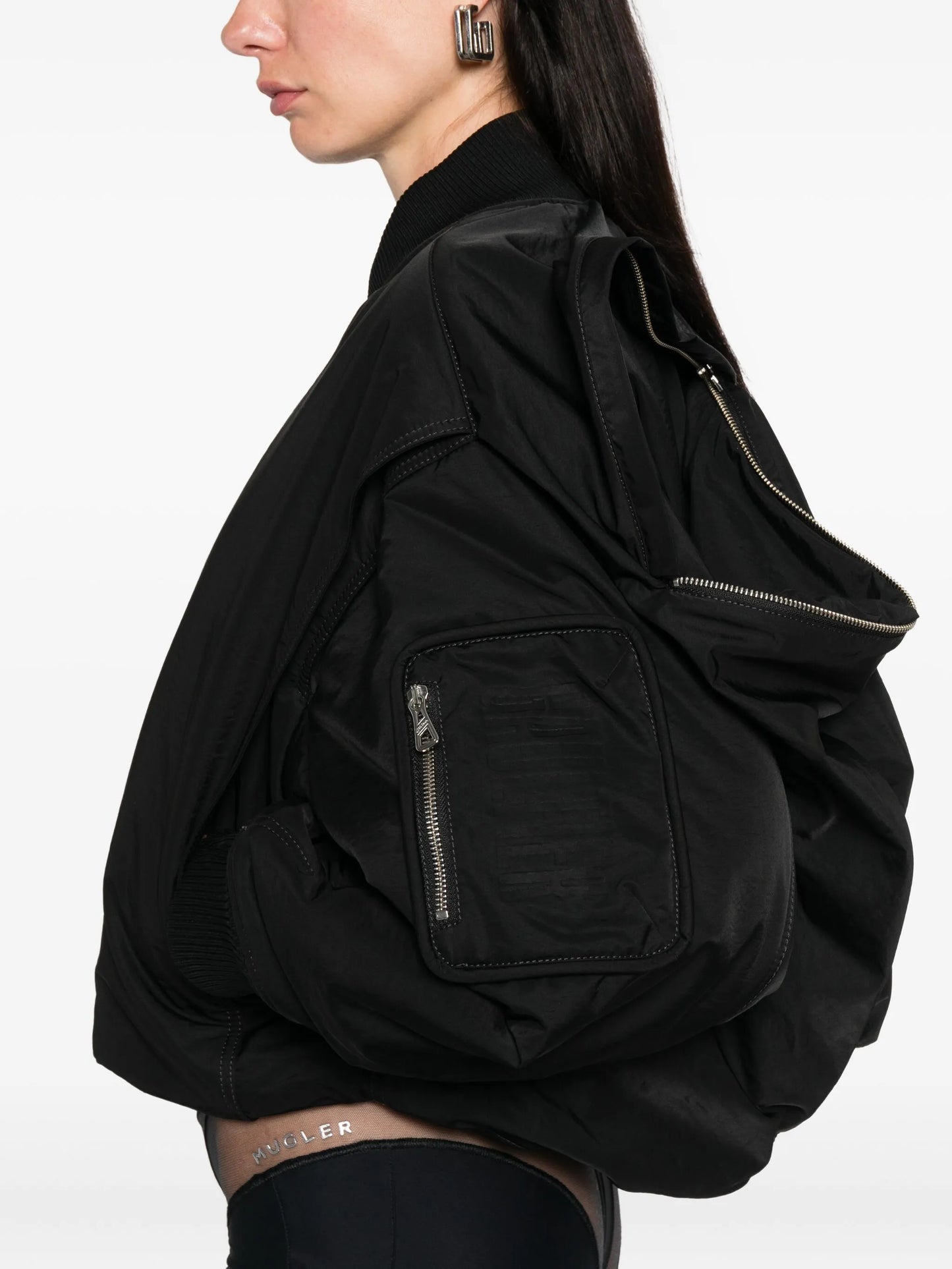 zip-fastening cropped bomber jacket