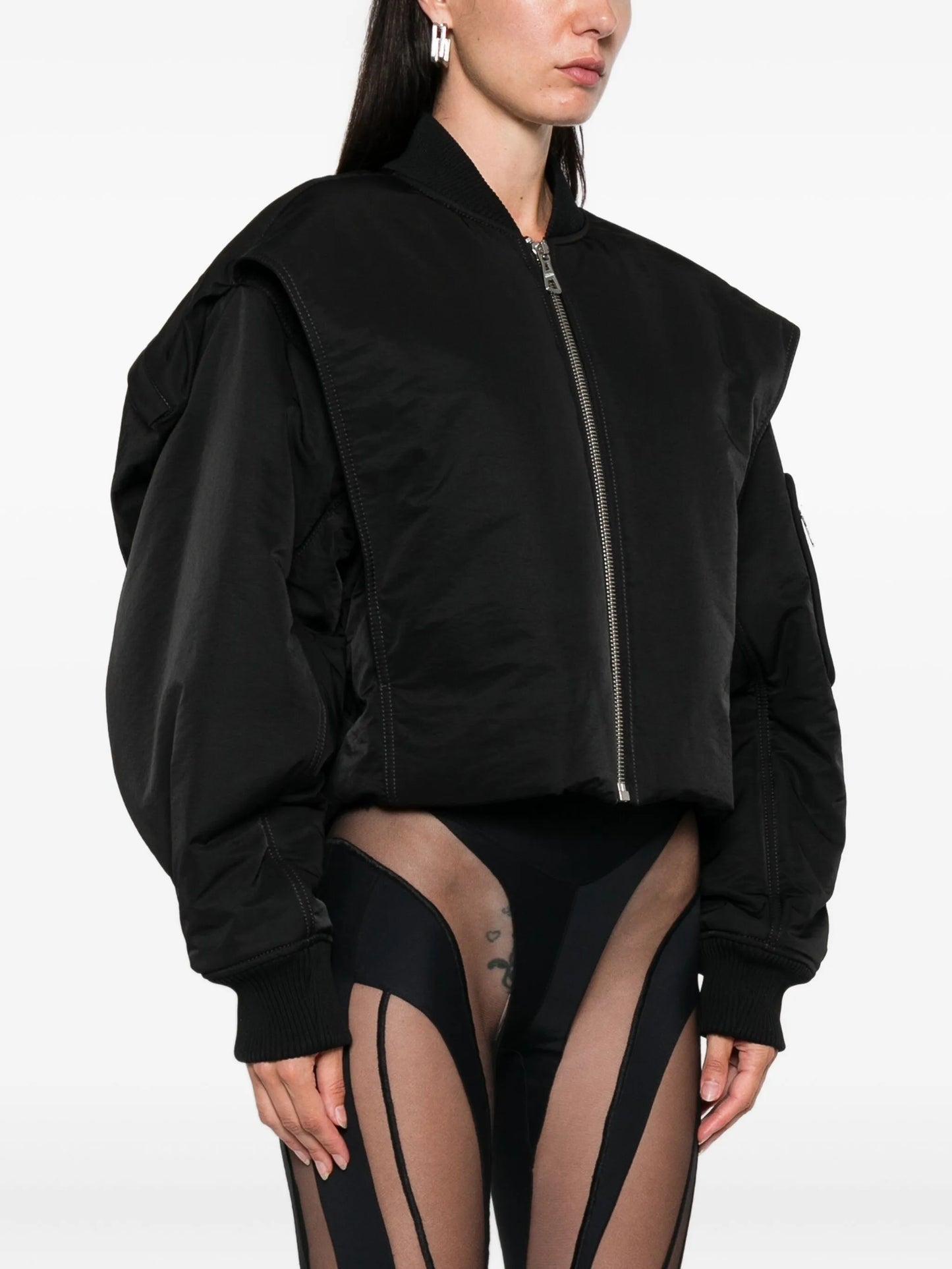 zip-fastening cropped bomber jacket