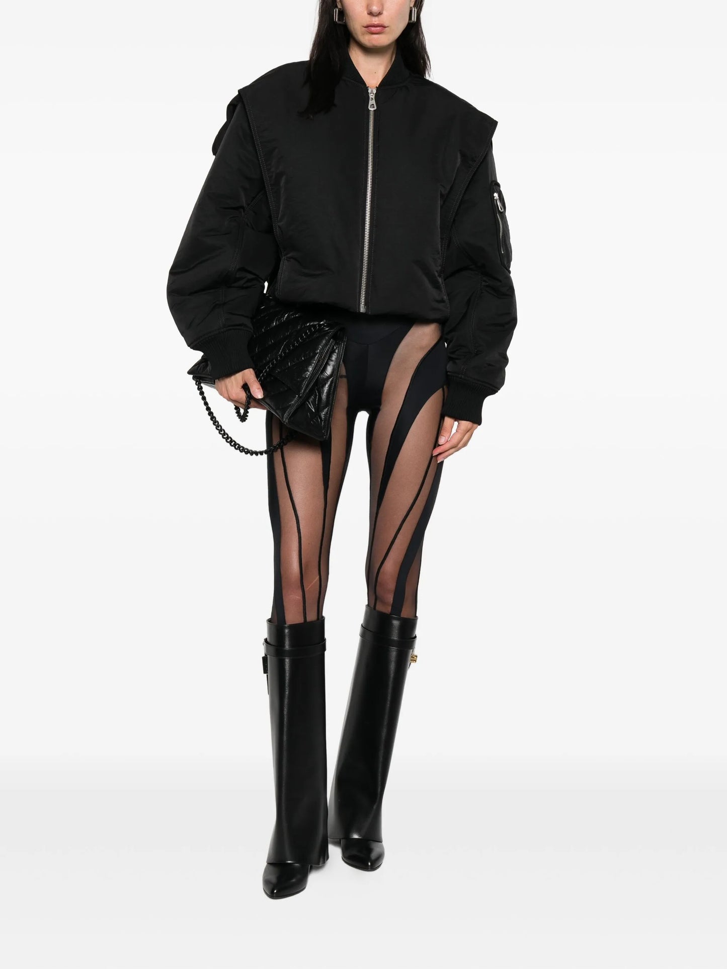 zip-fastening cropped bomber jacket