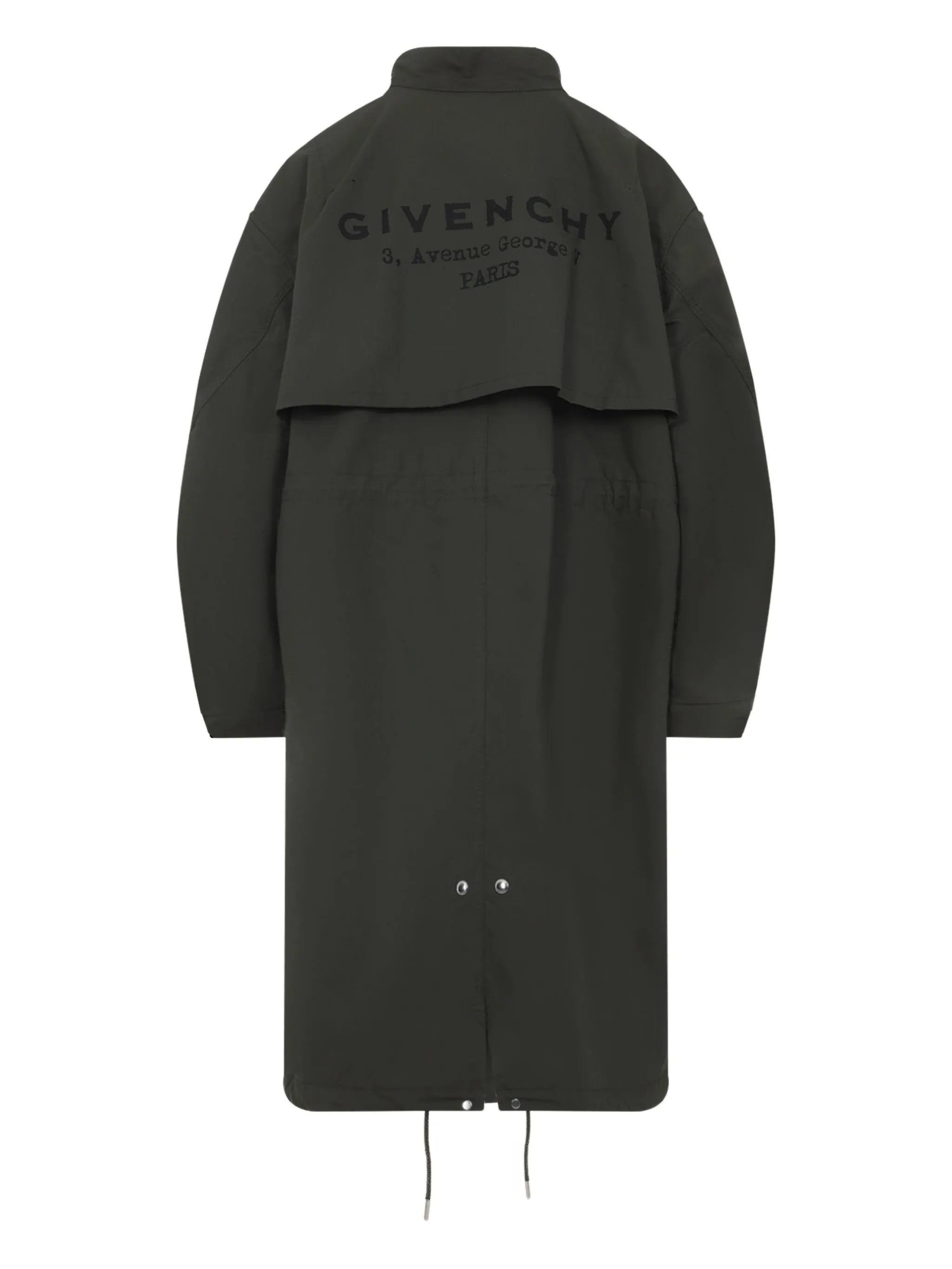 collared drawstring parka coat