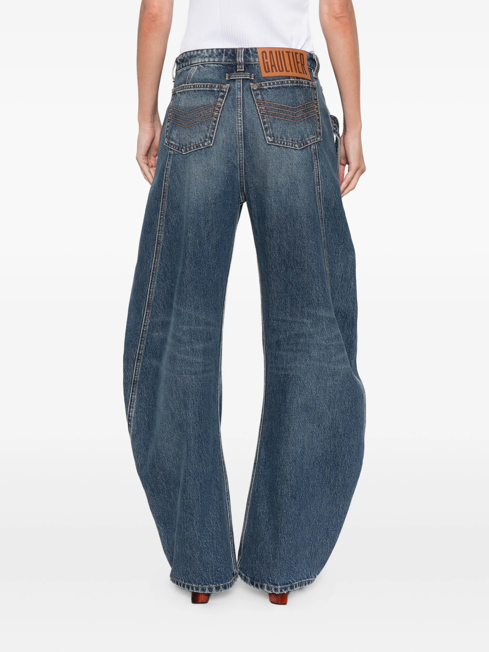 panelled belted jeans