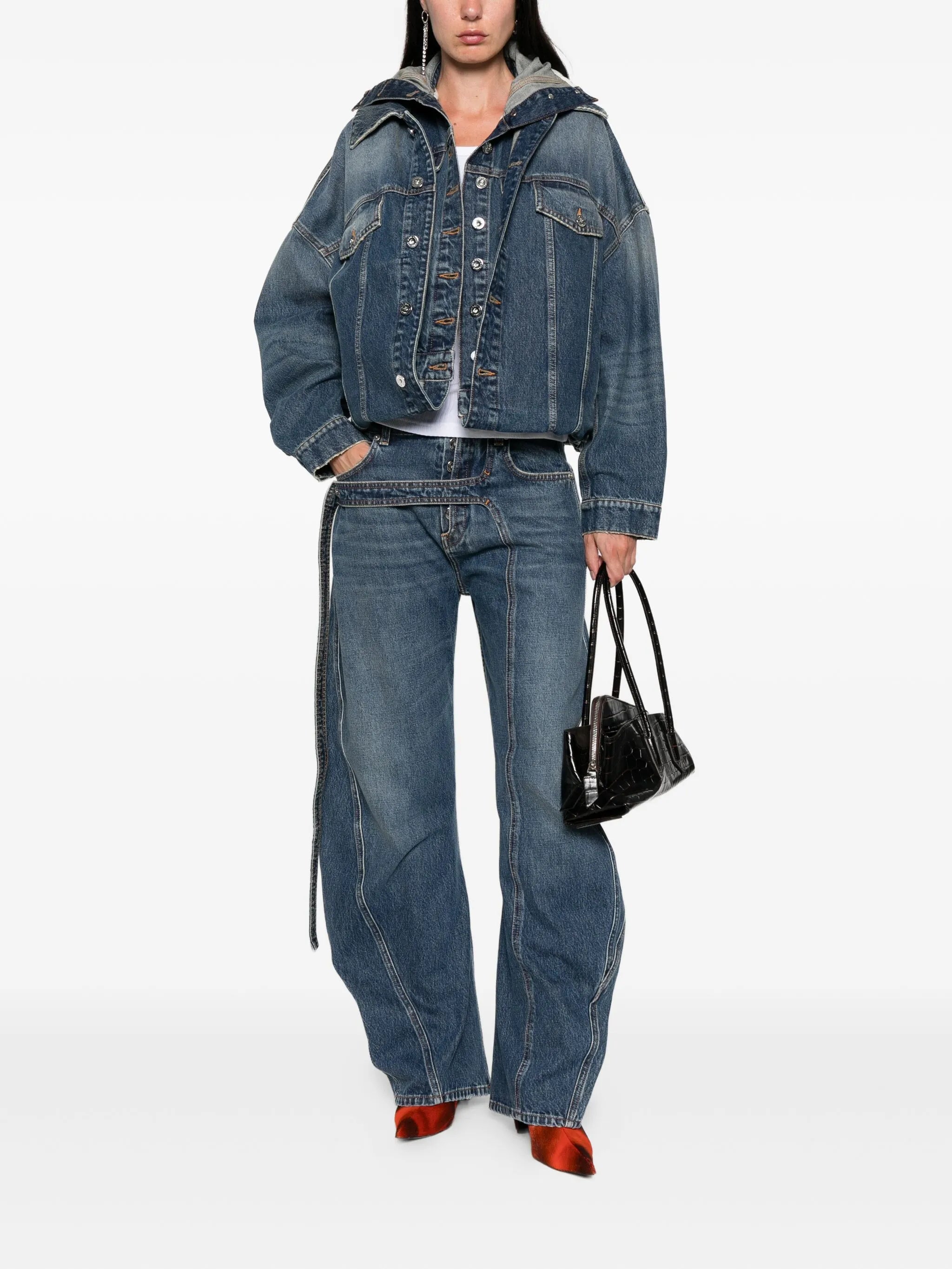 panelled belted jeans