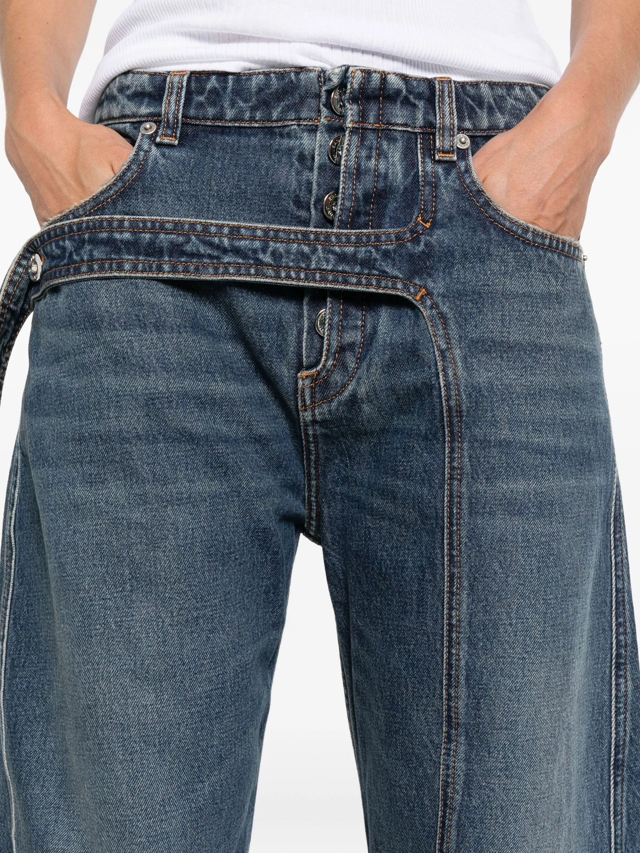 panelled belted jeans