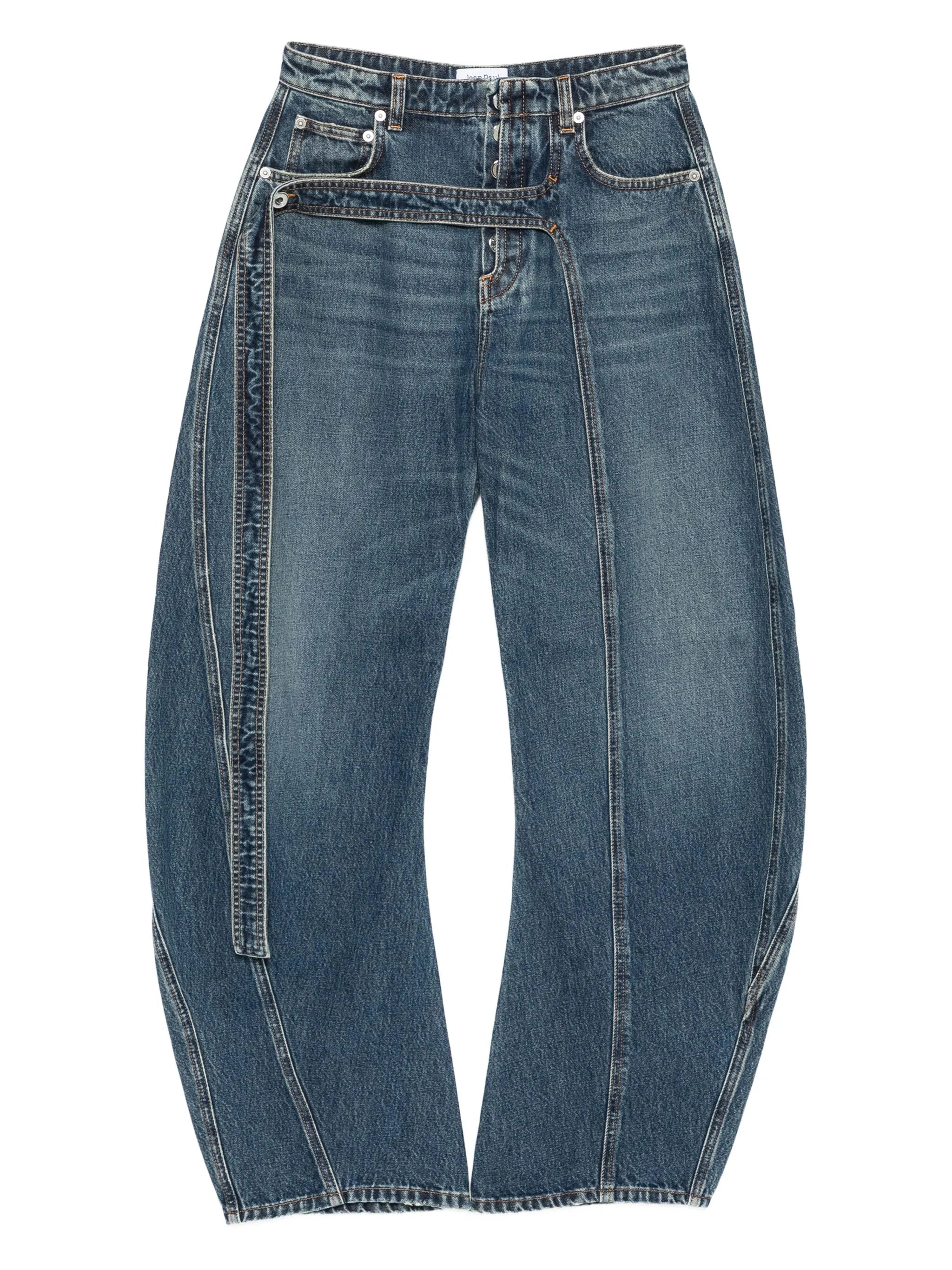 panelled belted jeans
