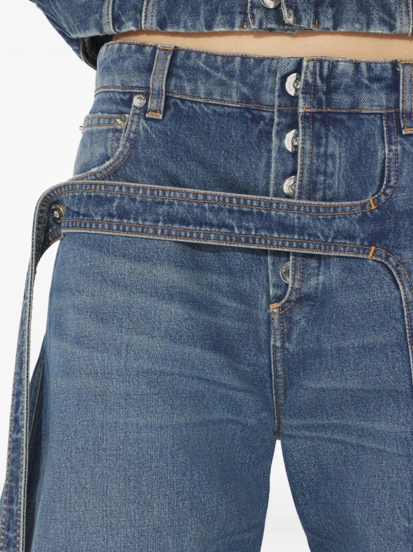 panelled belted jeans