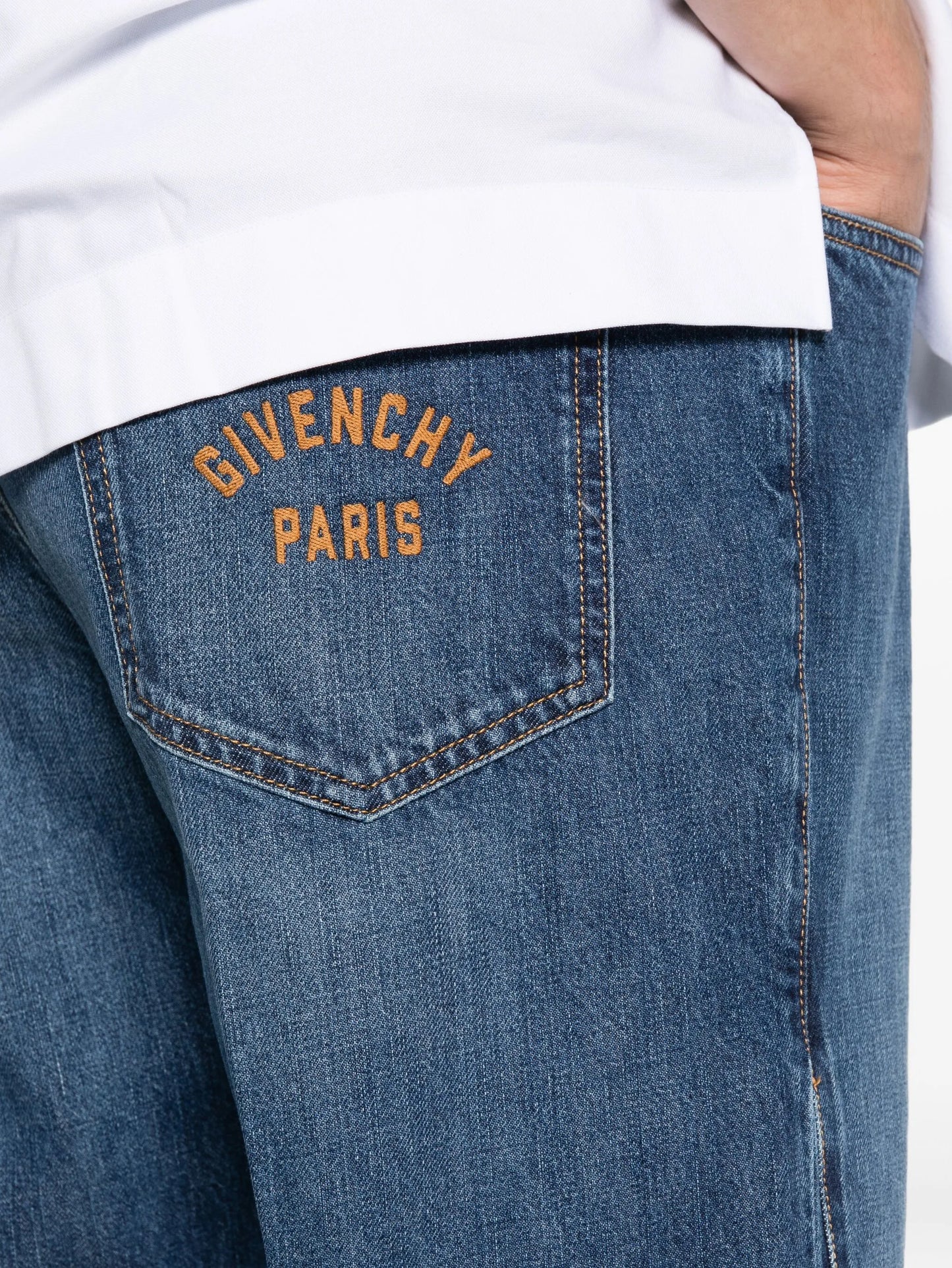 logo-embroidered jeans