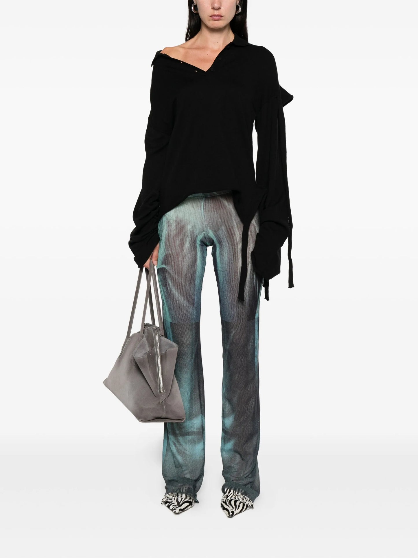 abstract-print trousers
