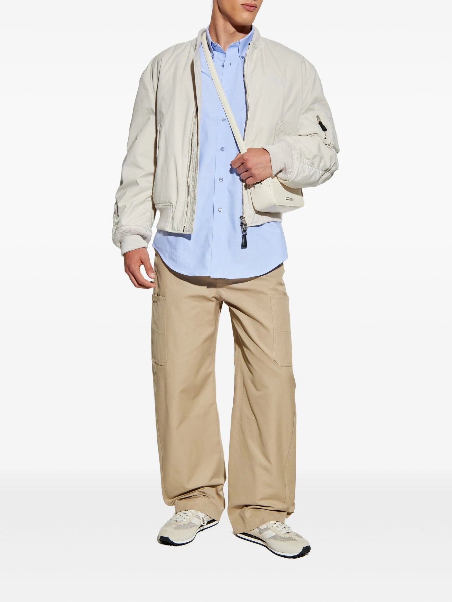 embroidered-logo bomber jacket