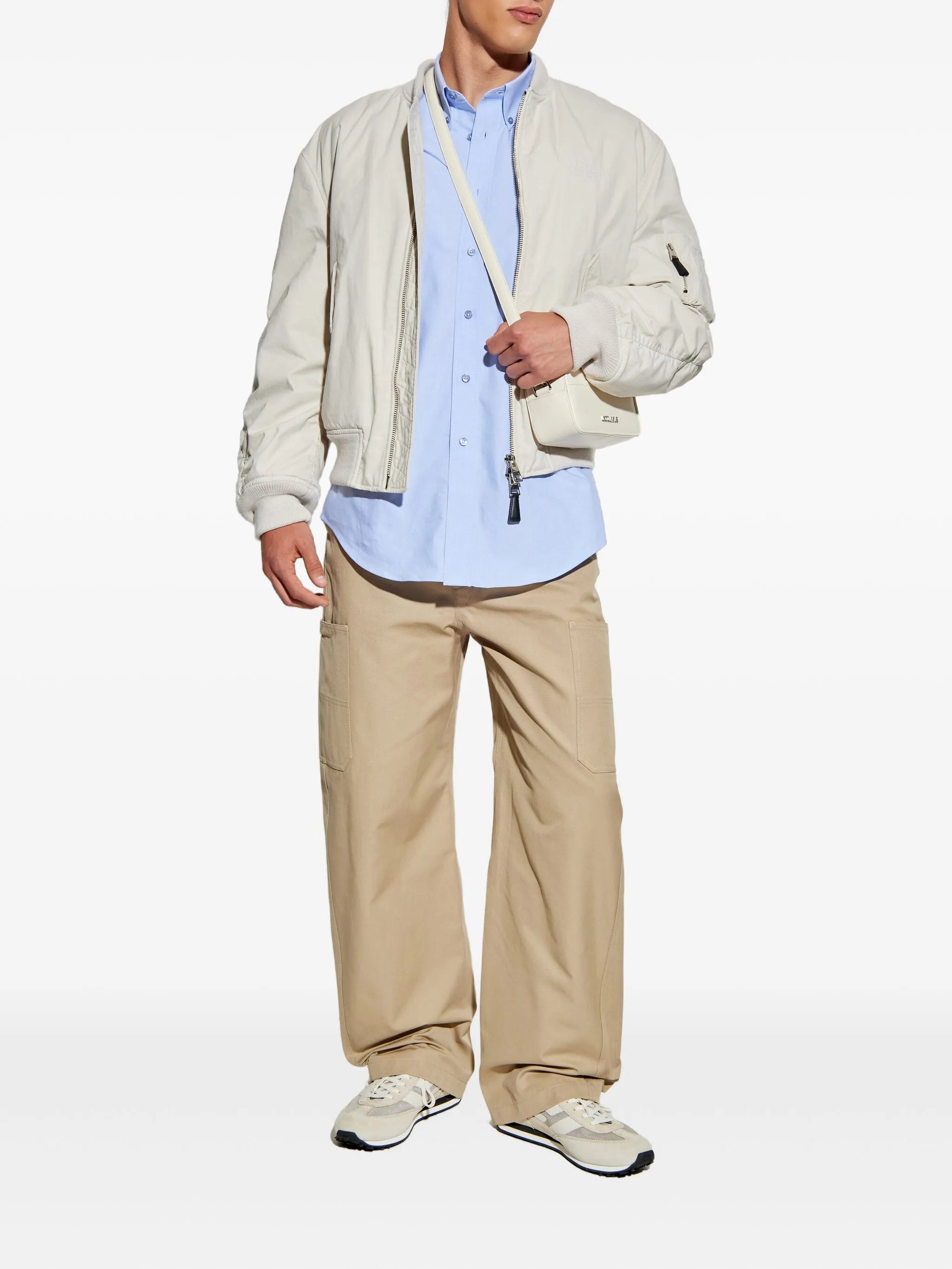 embroidered-logo bomber jacket
