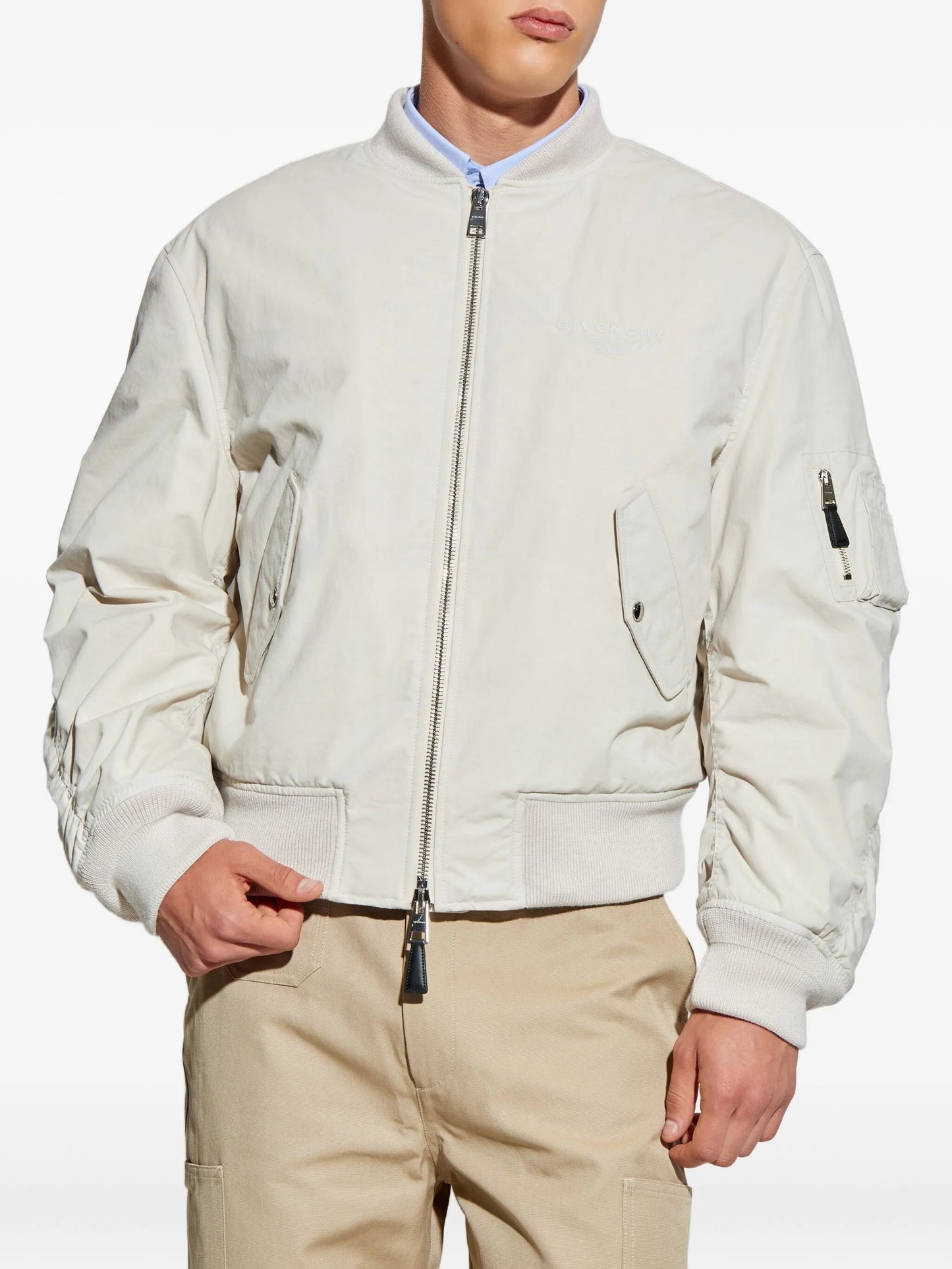 embroidered-logo bomber jacket