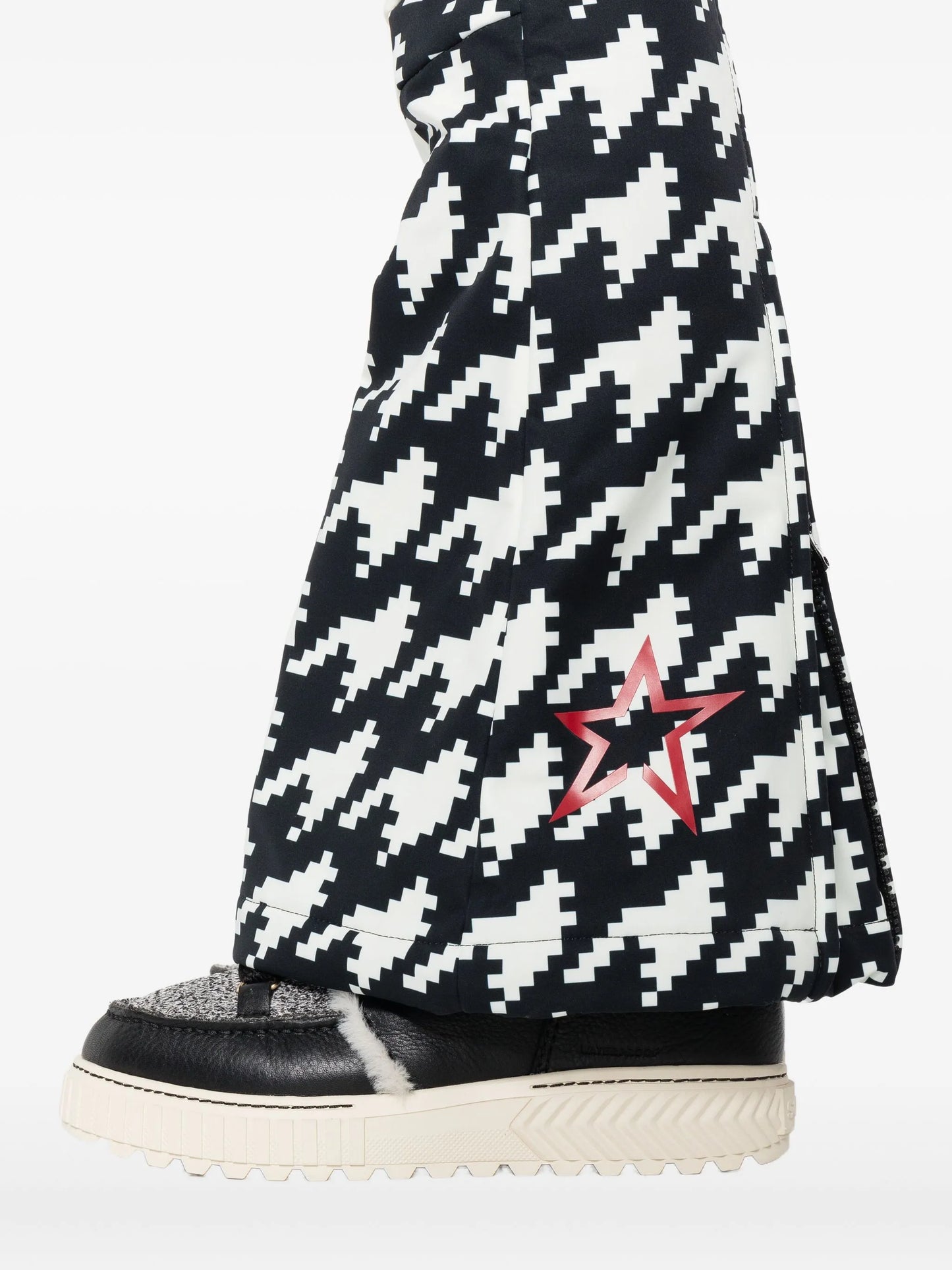 houndstooth hooded ski suit