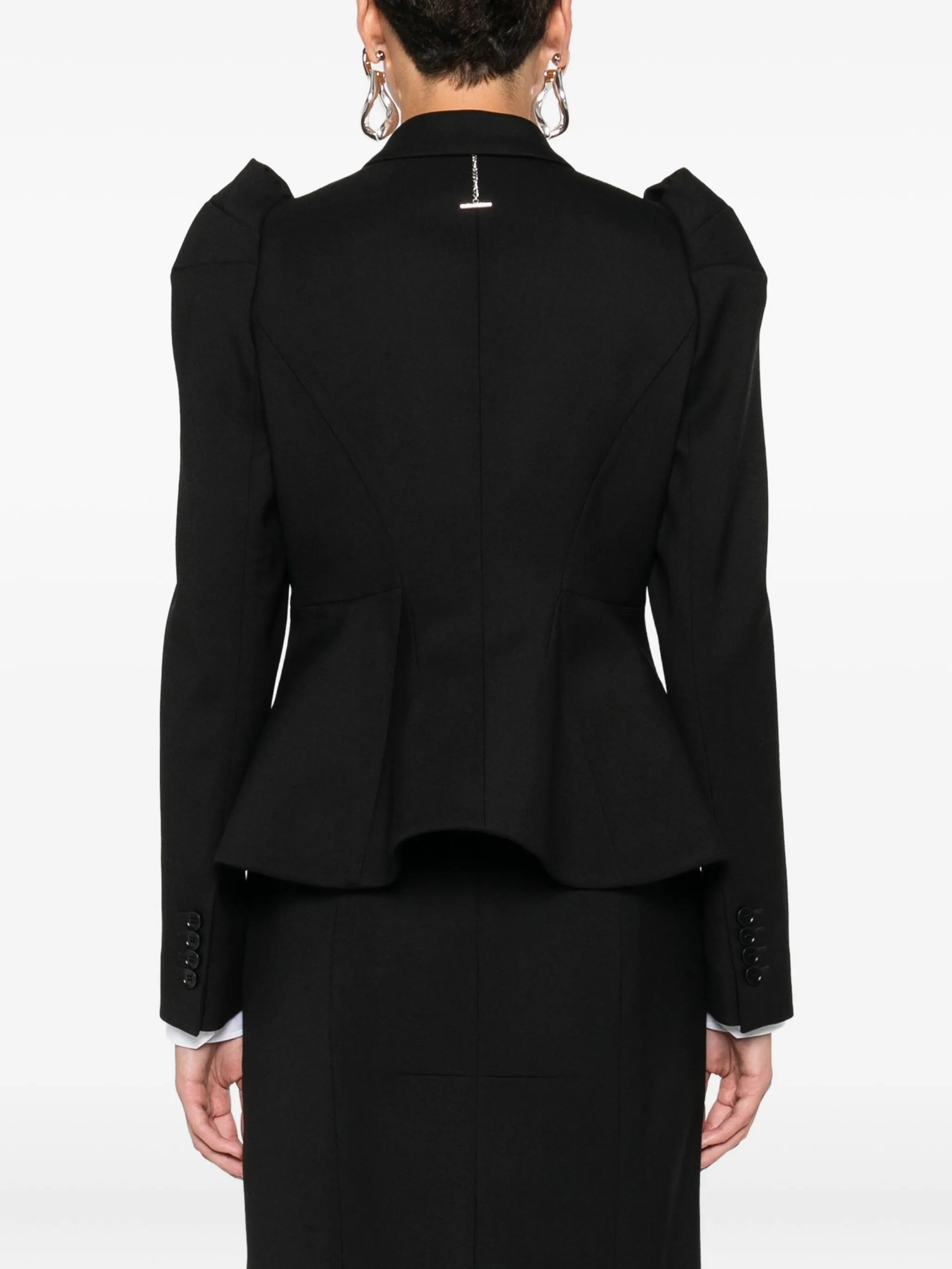 puff-sleeve double-breasted jacket