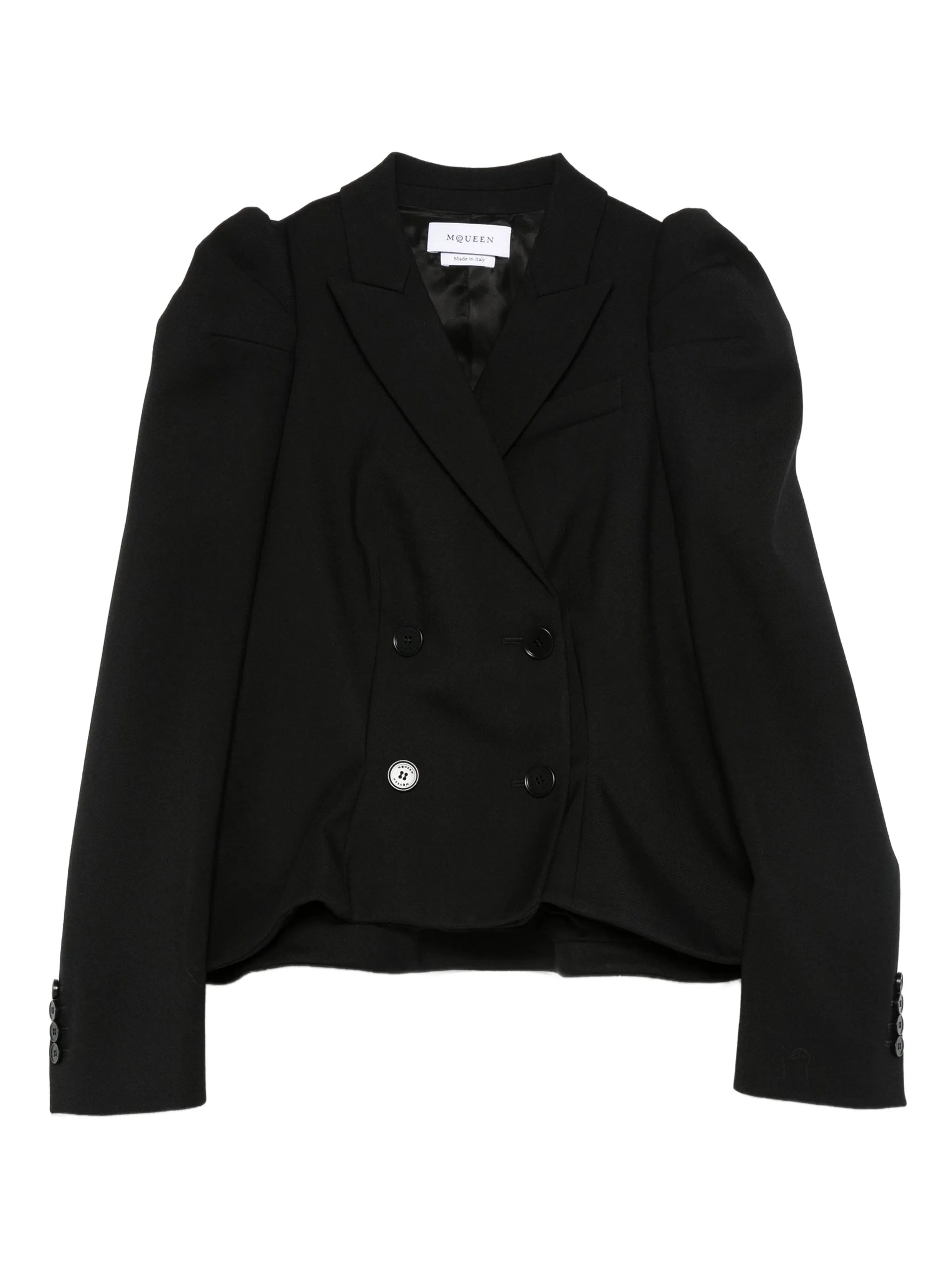 puff-sleeve double-breasted jacket
