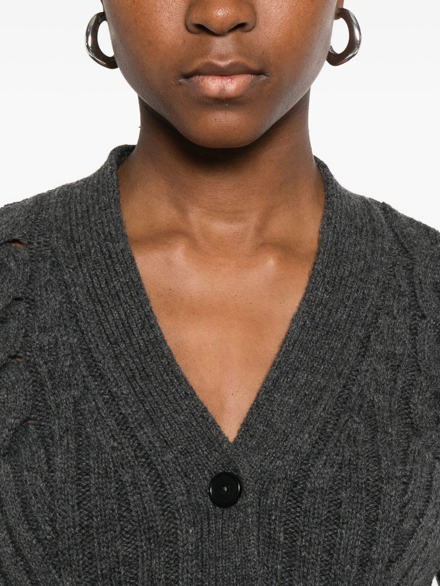 peplum-hem cable-knit cardigan