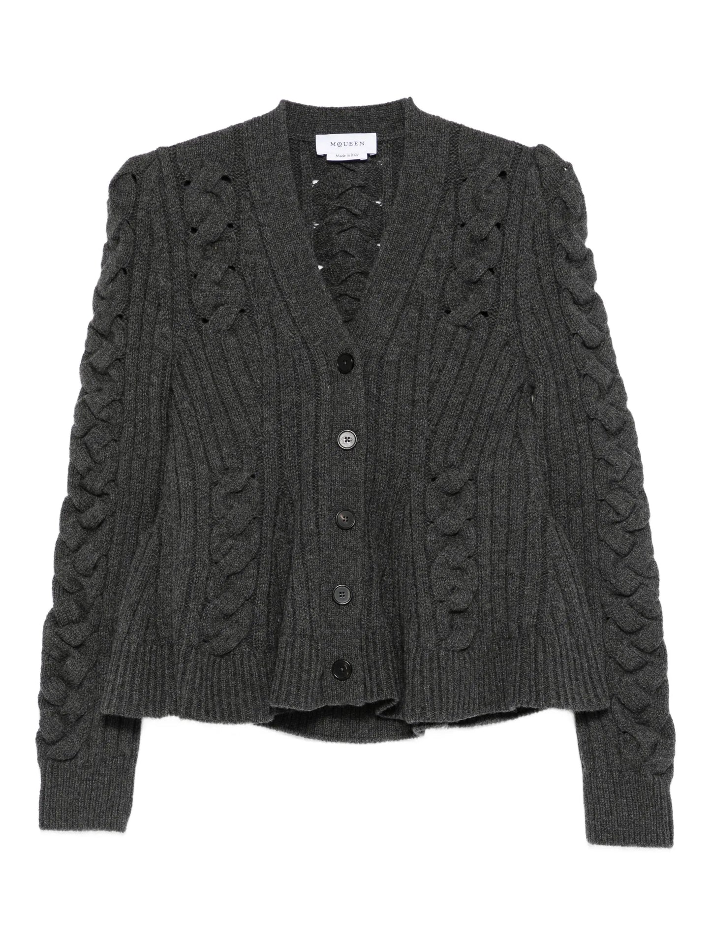 peplum-hem cable-knit cardigan