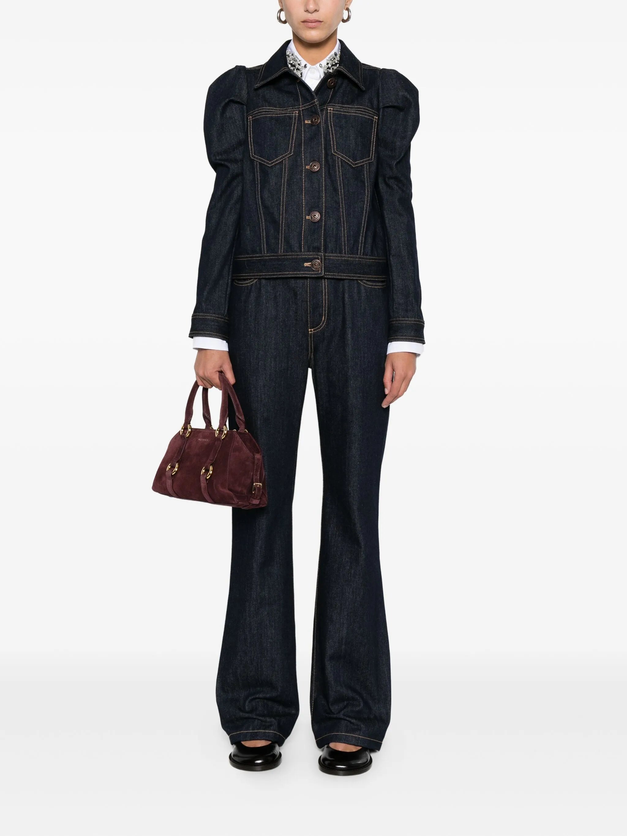 embellished-collar shirt