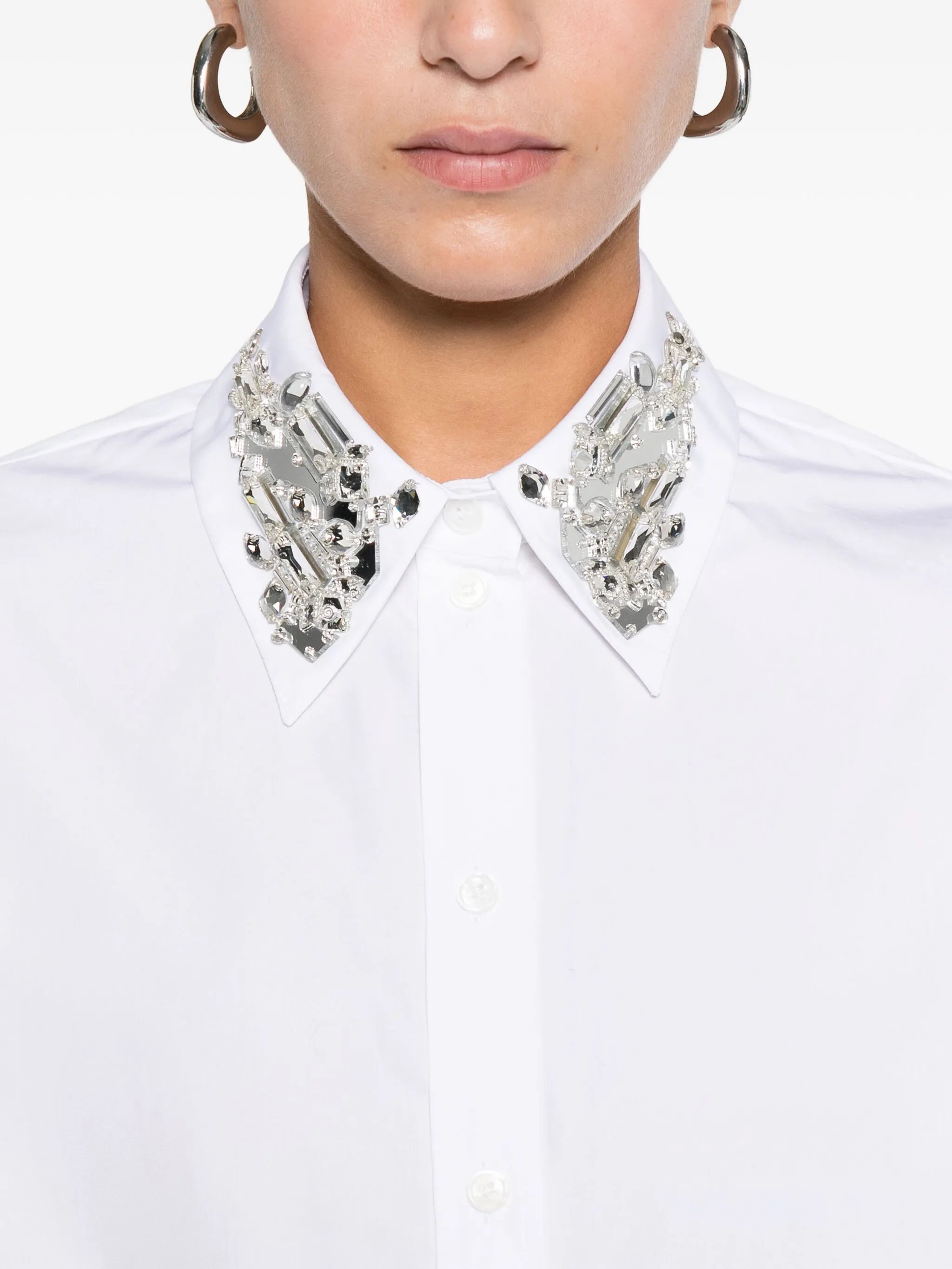 embellished-collar shirt