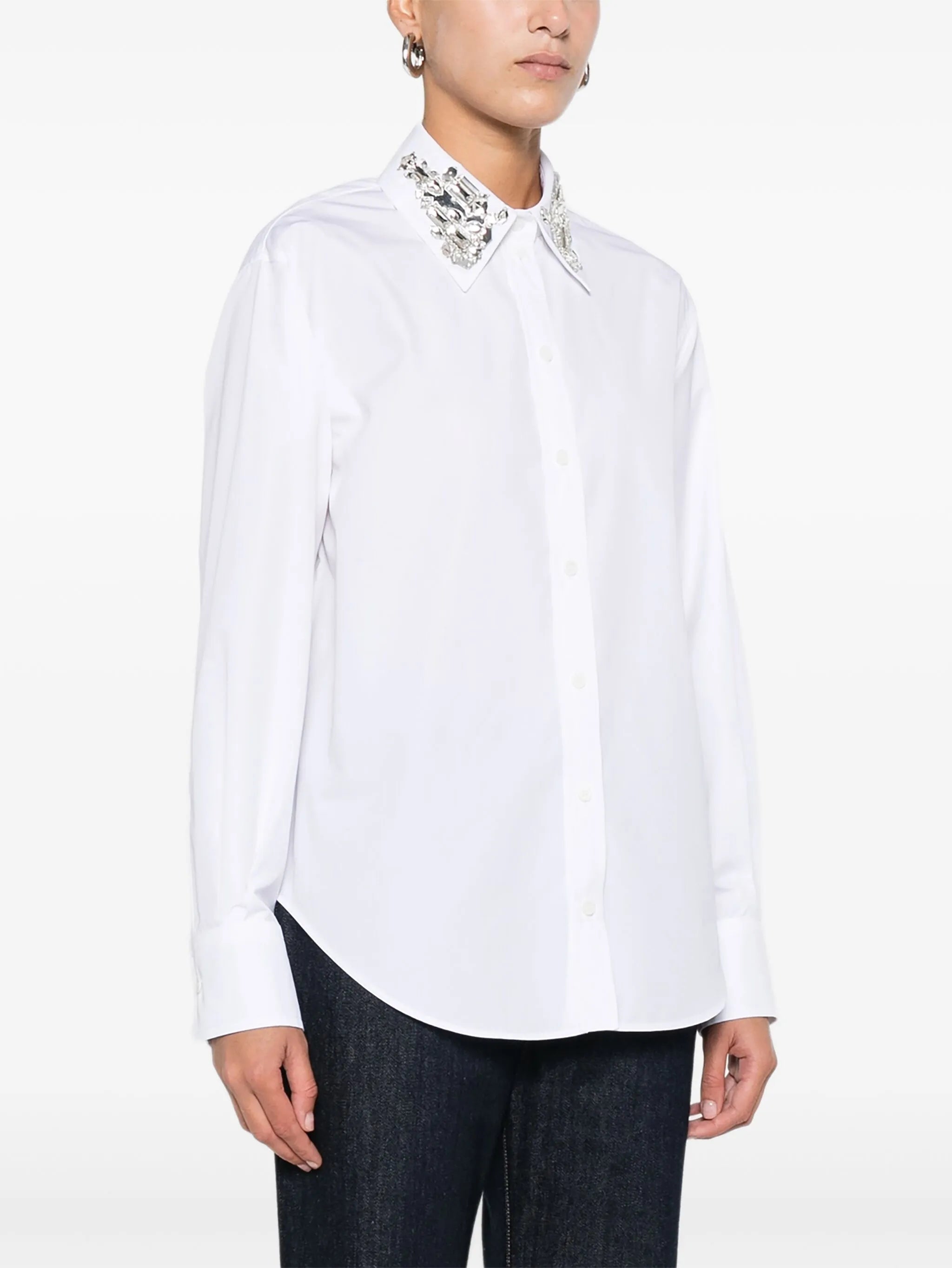 embellished-collar shirt