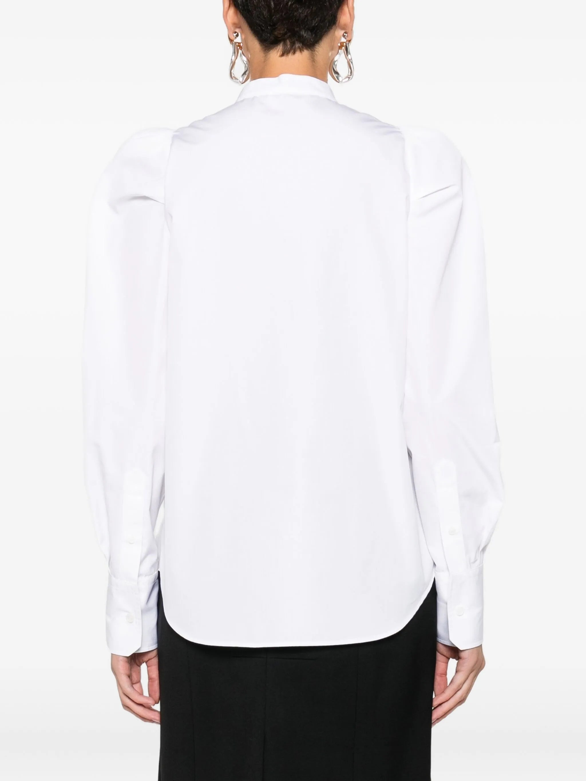 puff-sleeve button-front shirt