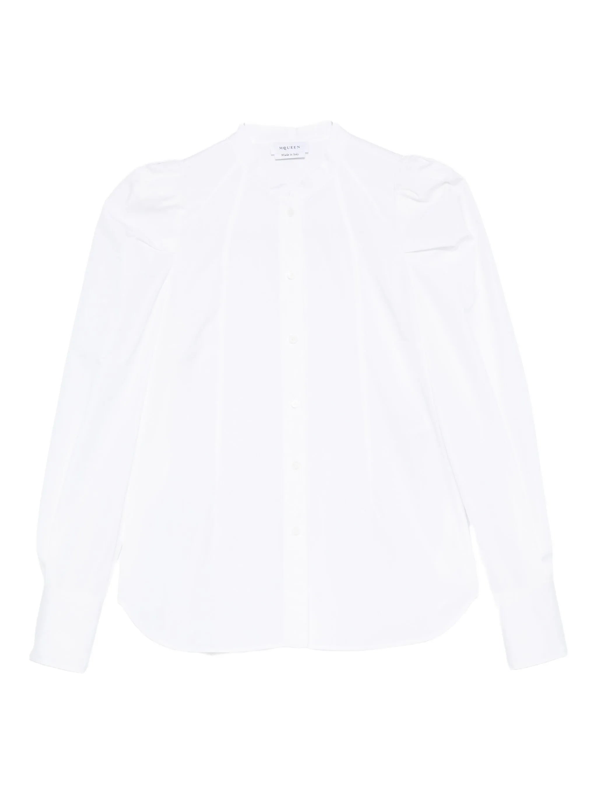 puff-sleeve button-front shirt