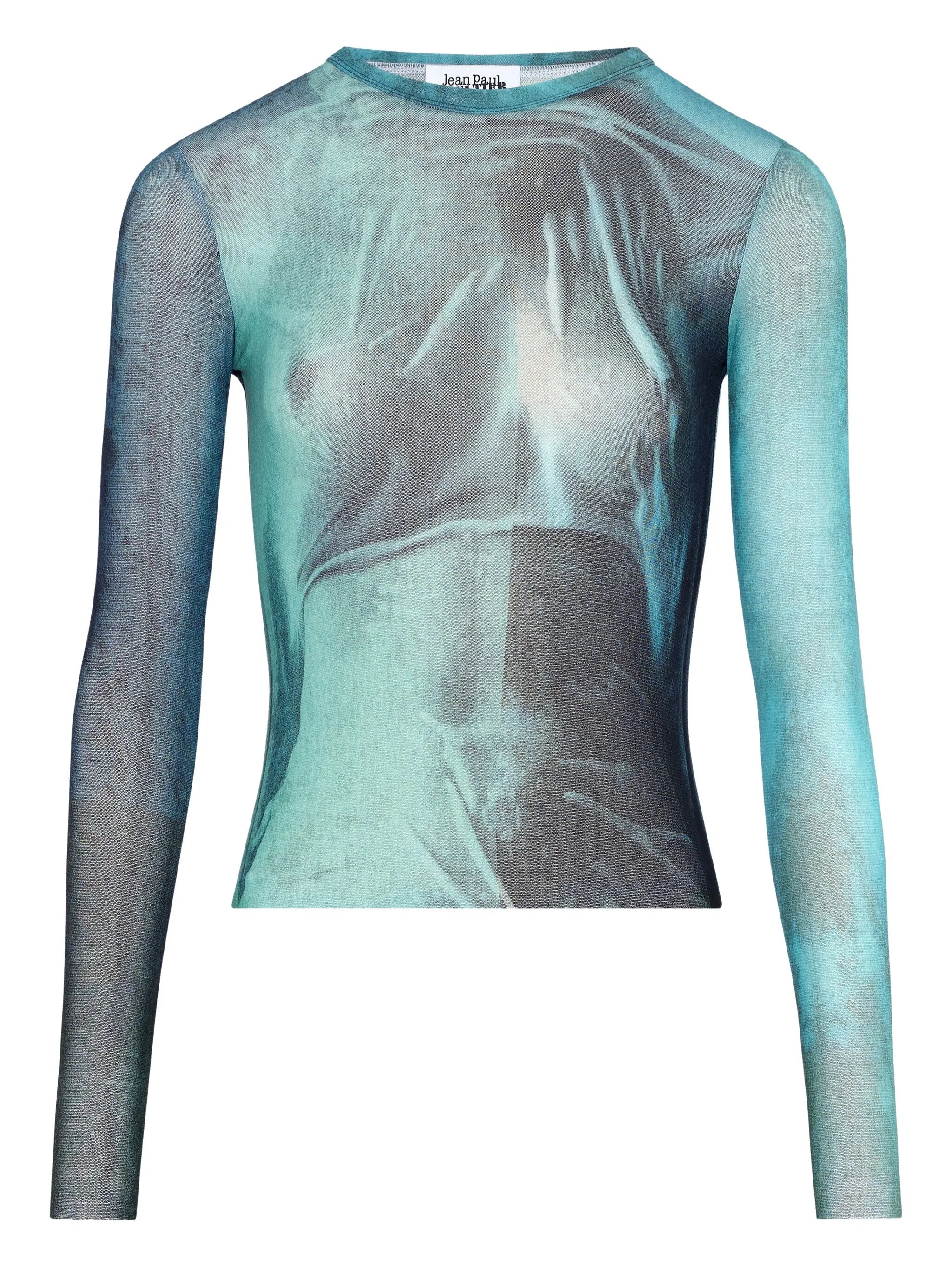Water print long-sleeved t-shirt