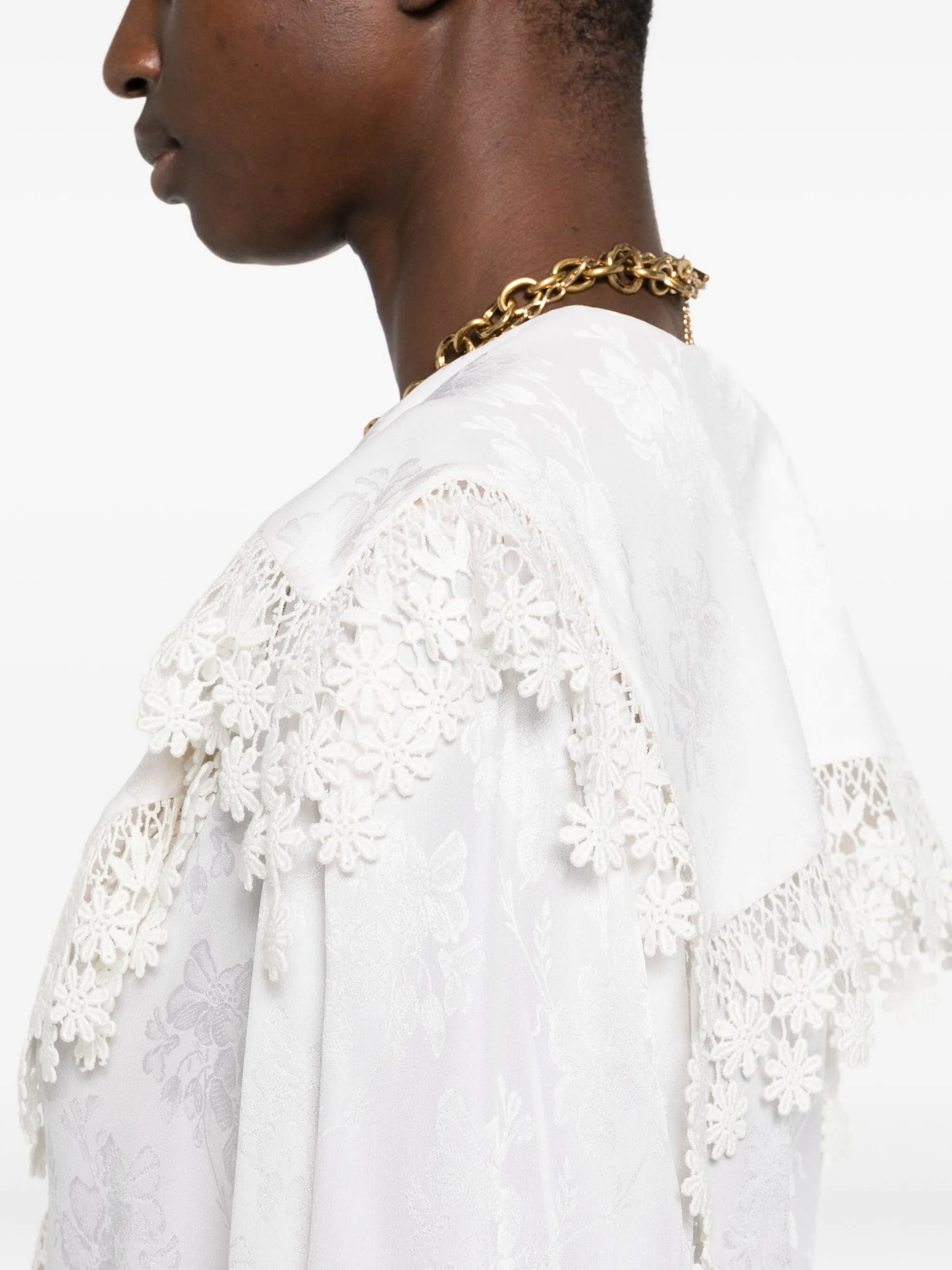 floral-lace trimmed shirt