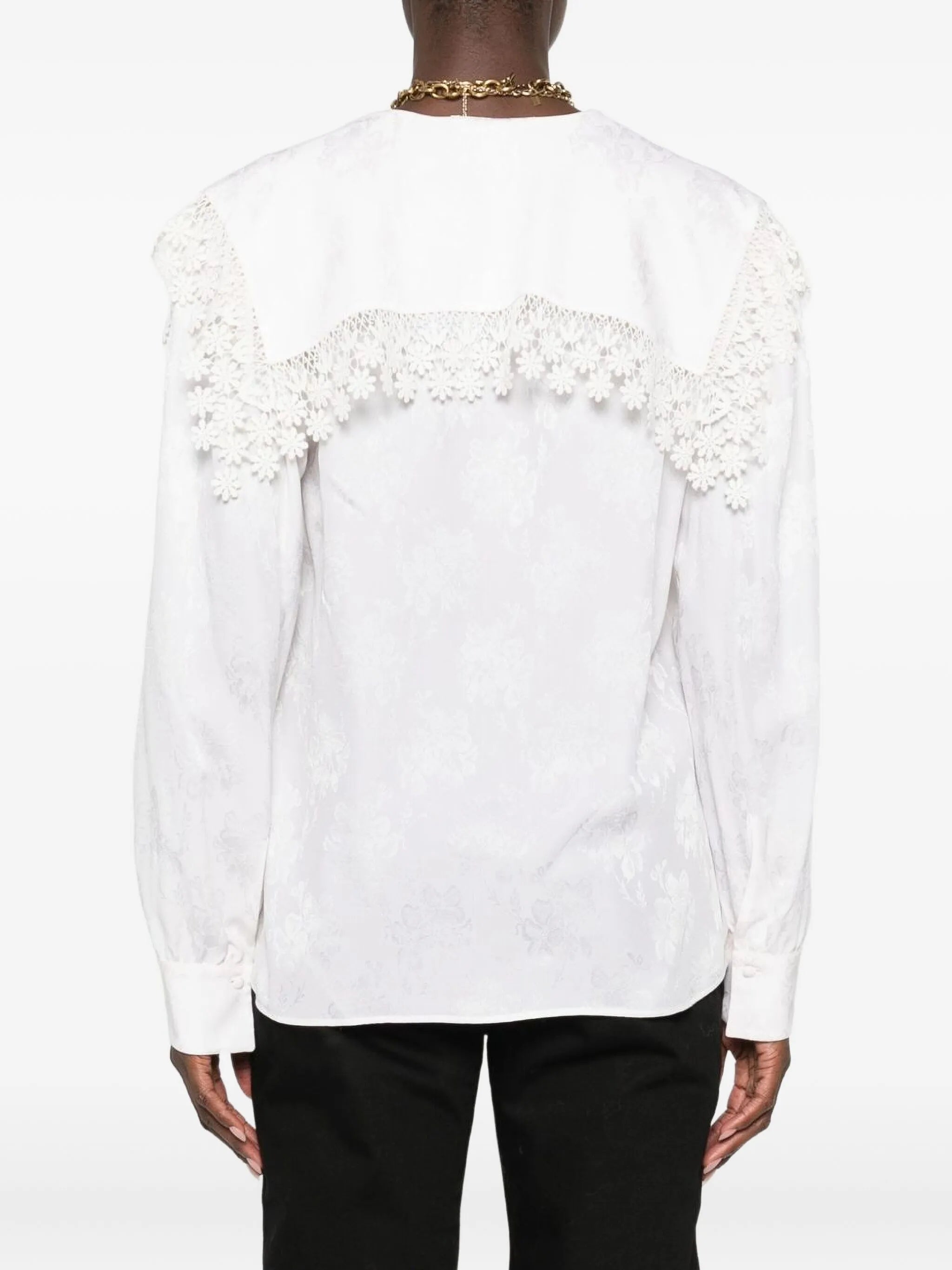 floral-lace trimmed shirt