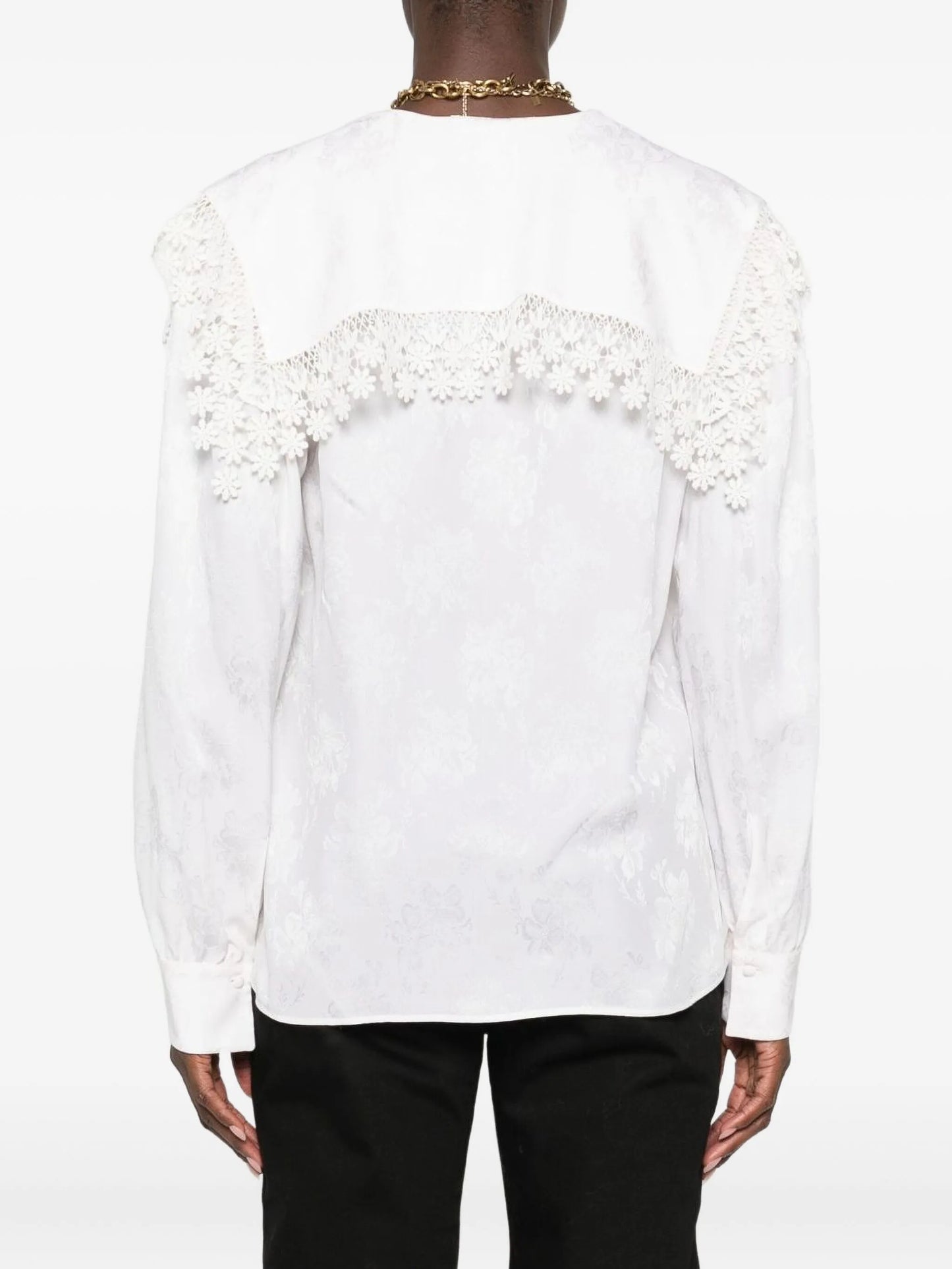 floral-lace trimmed shirt