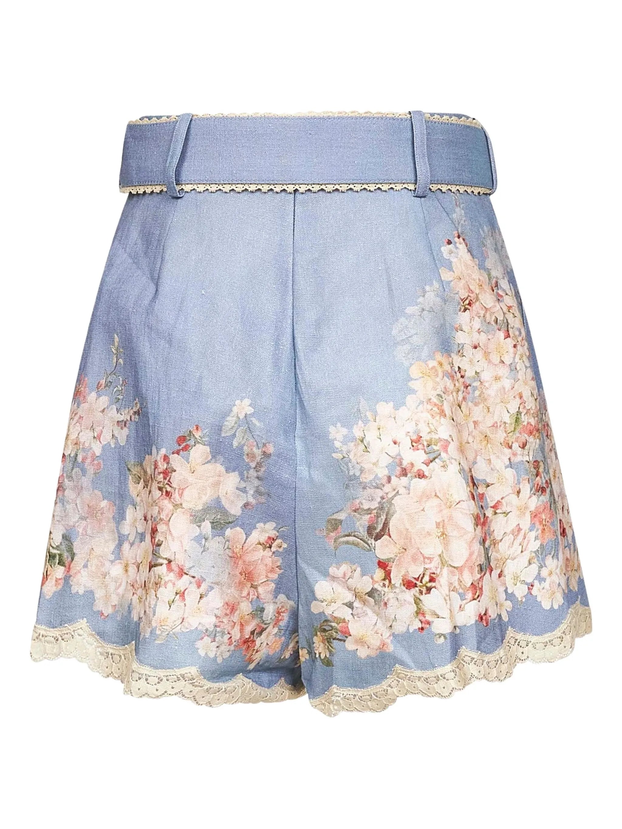 floral-print belted shorts