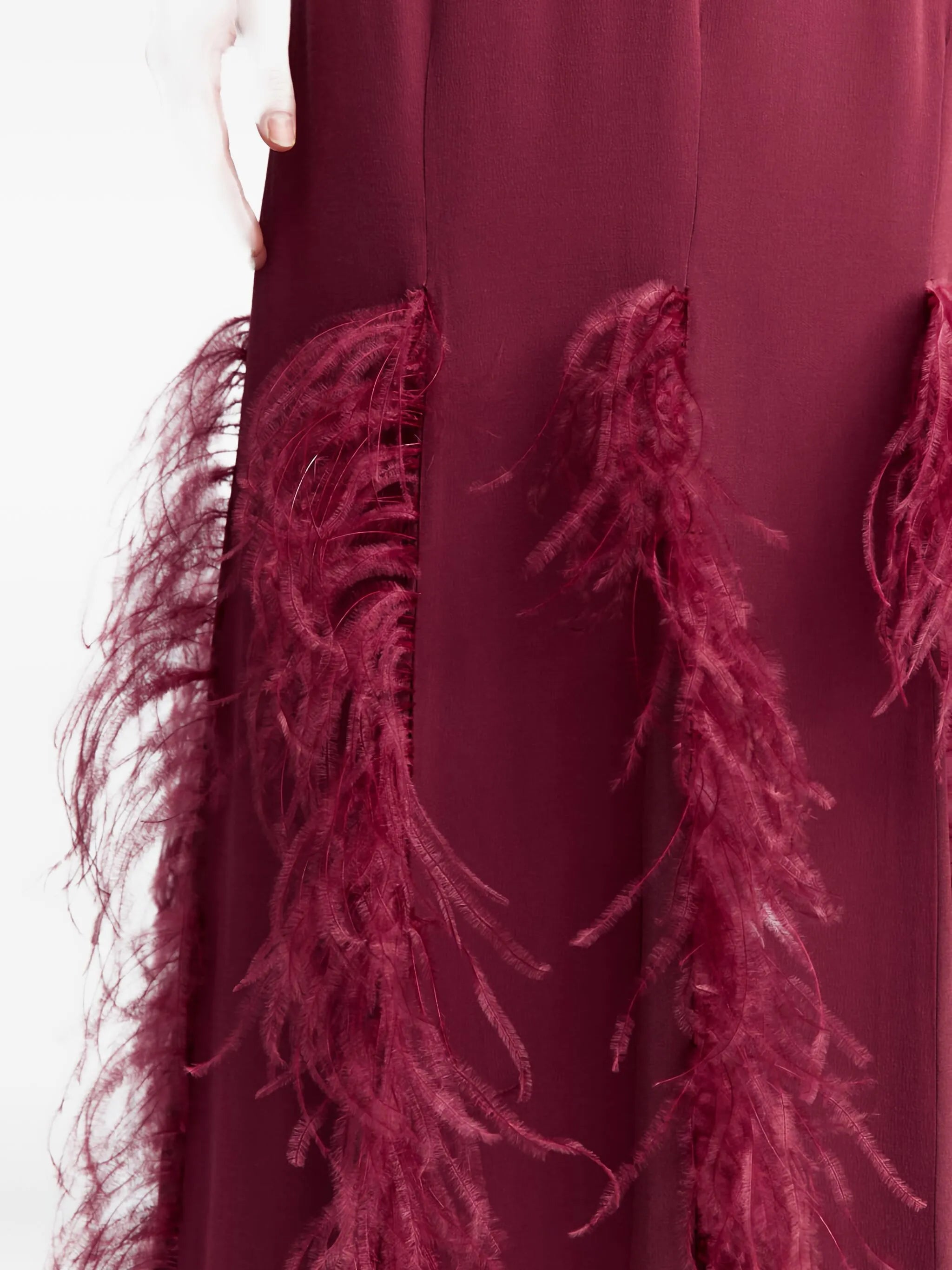 Lett feather-trim maxi dress