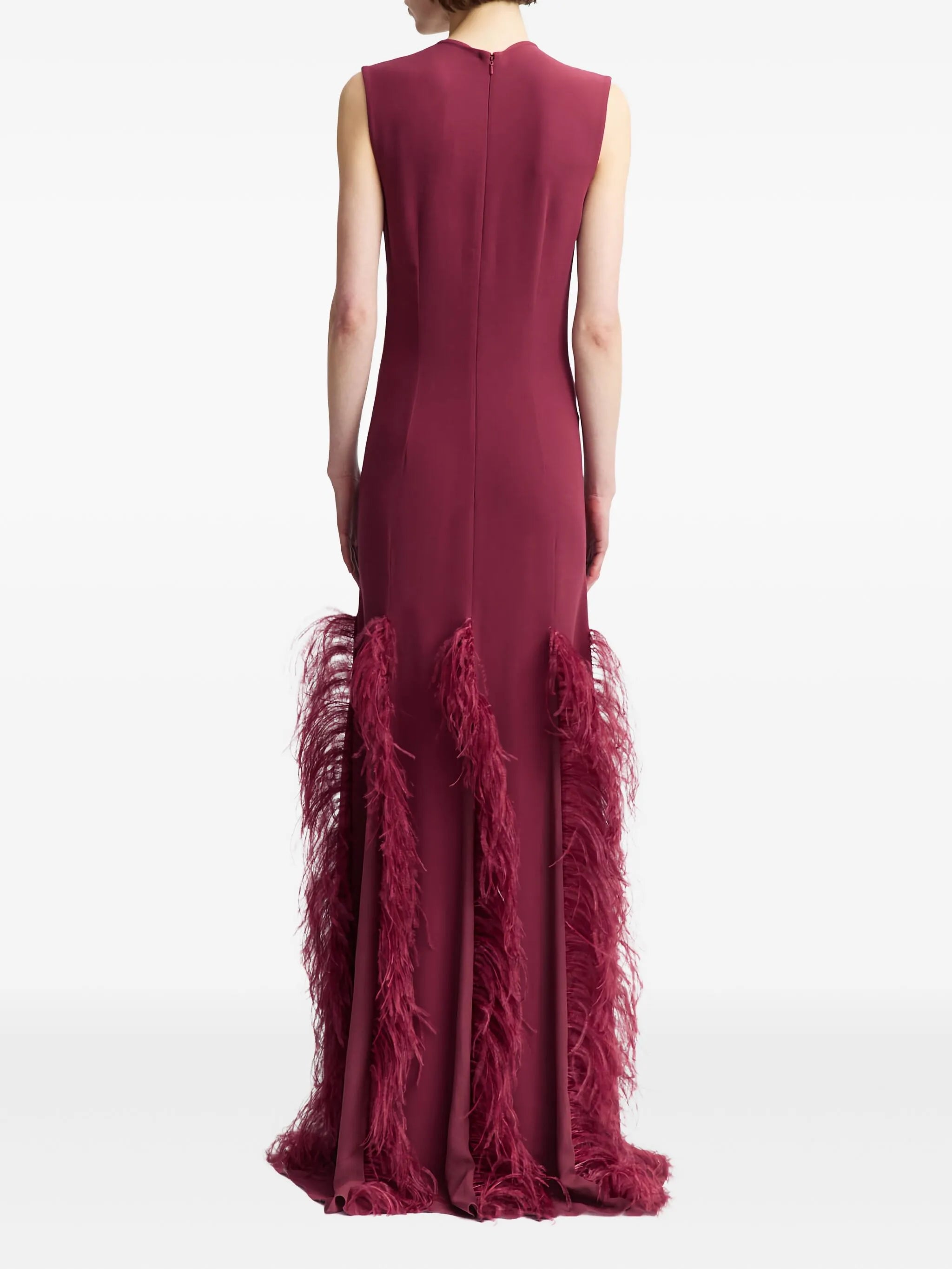 Lett feather-trim maxi dress