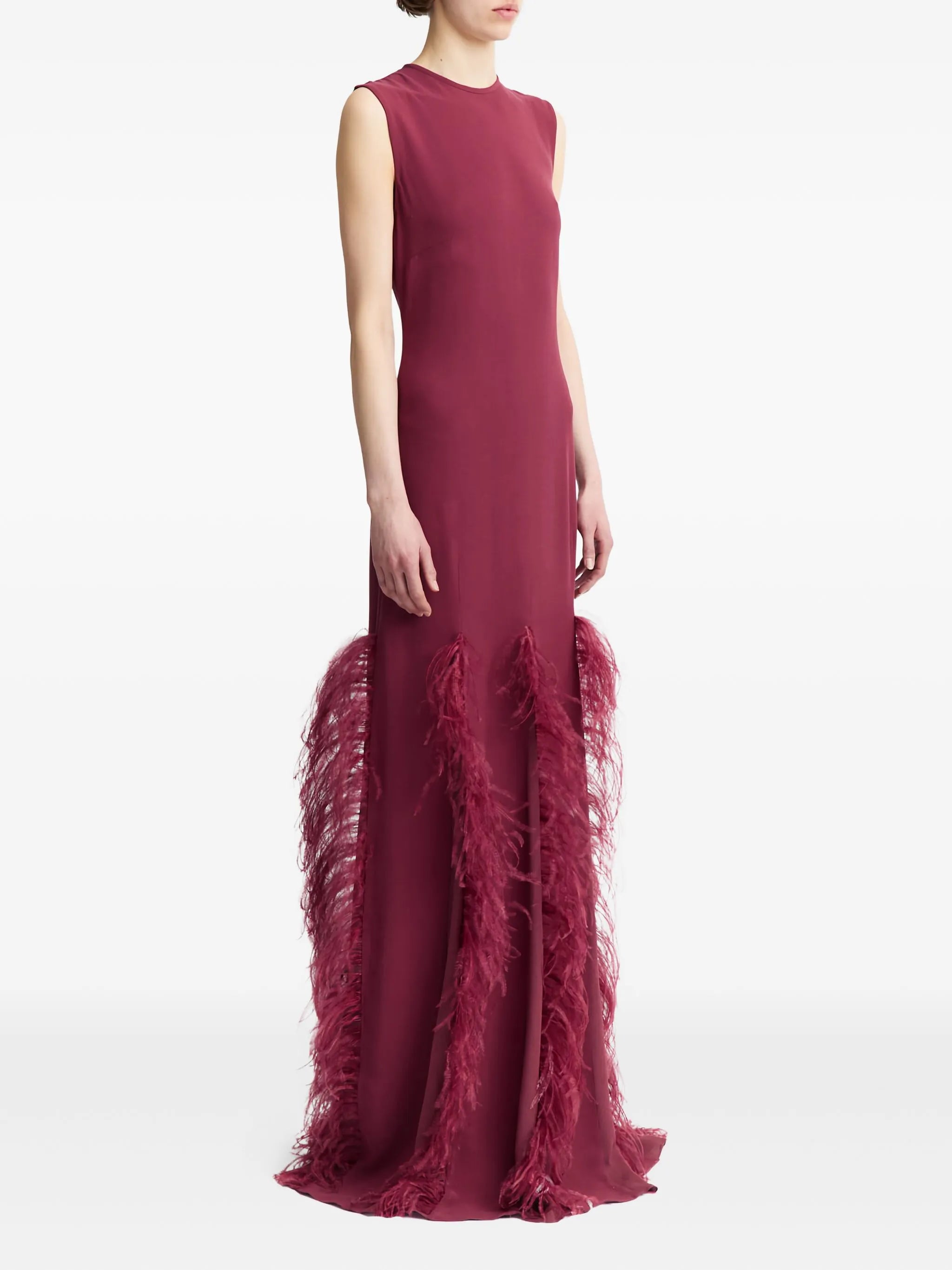 Lett feather-trim maxi dress