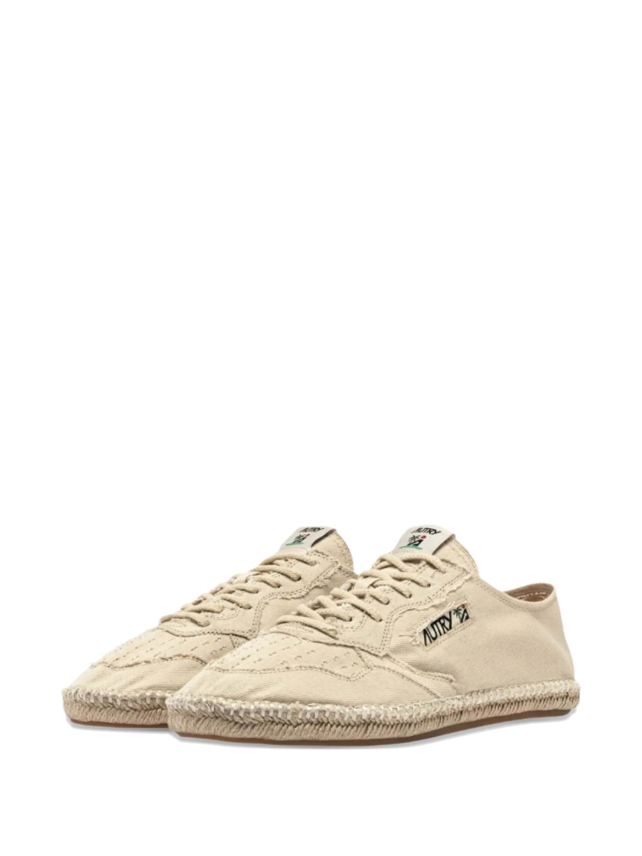 lace-up jute low-top sneakers