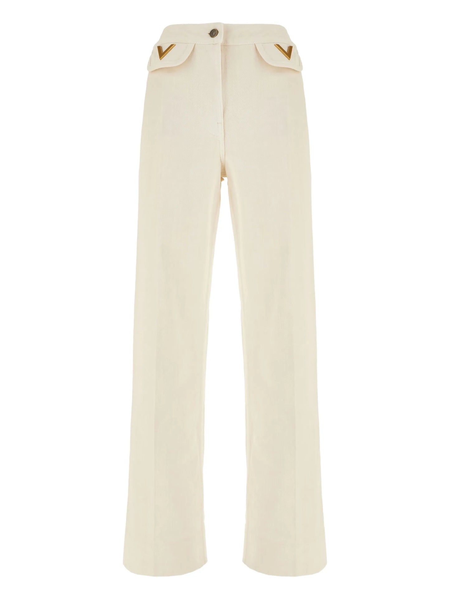 V-shaped pocket-detail jeans