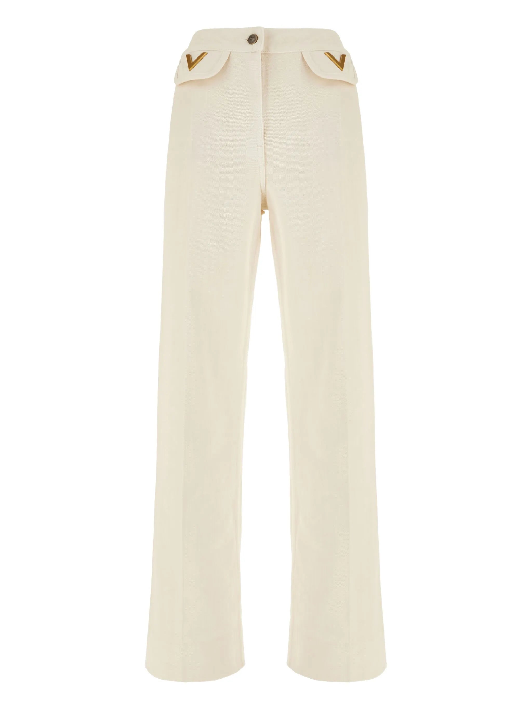 V-shaped pocket-detail jeans