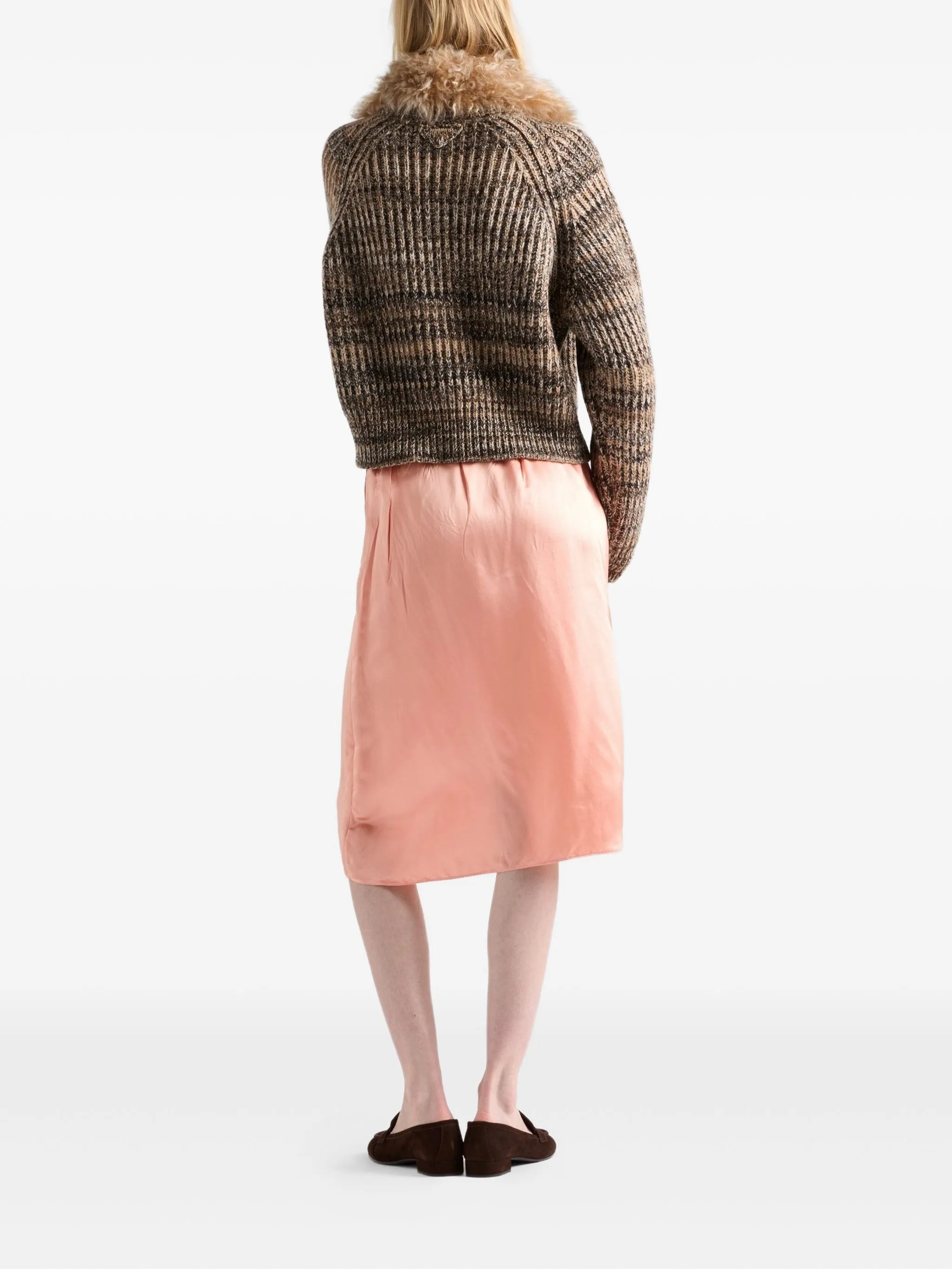 elasticated-waist silk skirt
