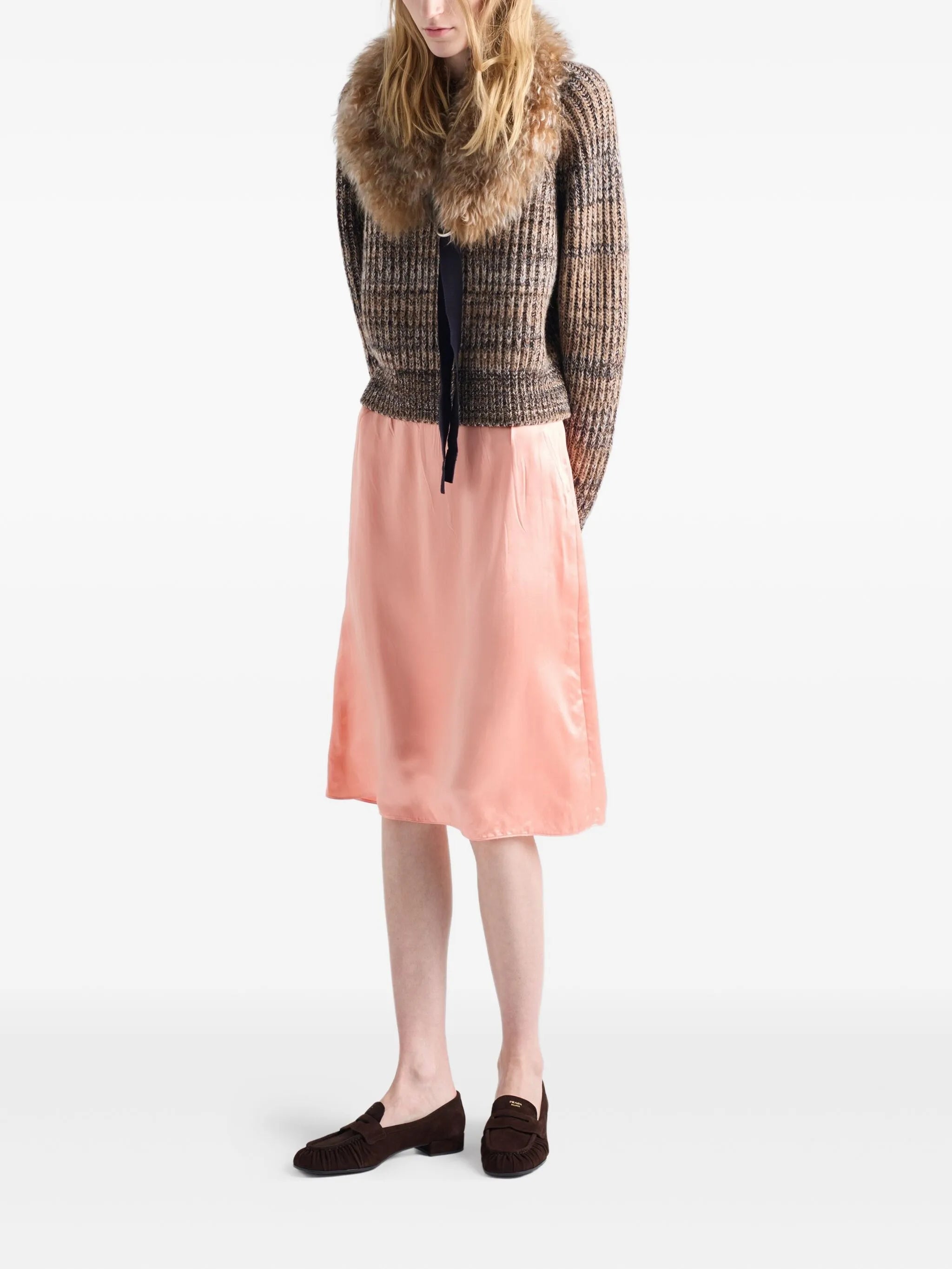 elasticated-waist silk skirt