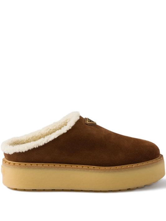 shearling-lined suede mules