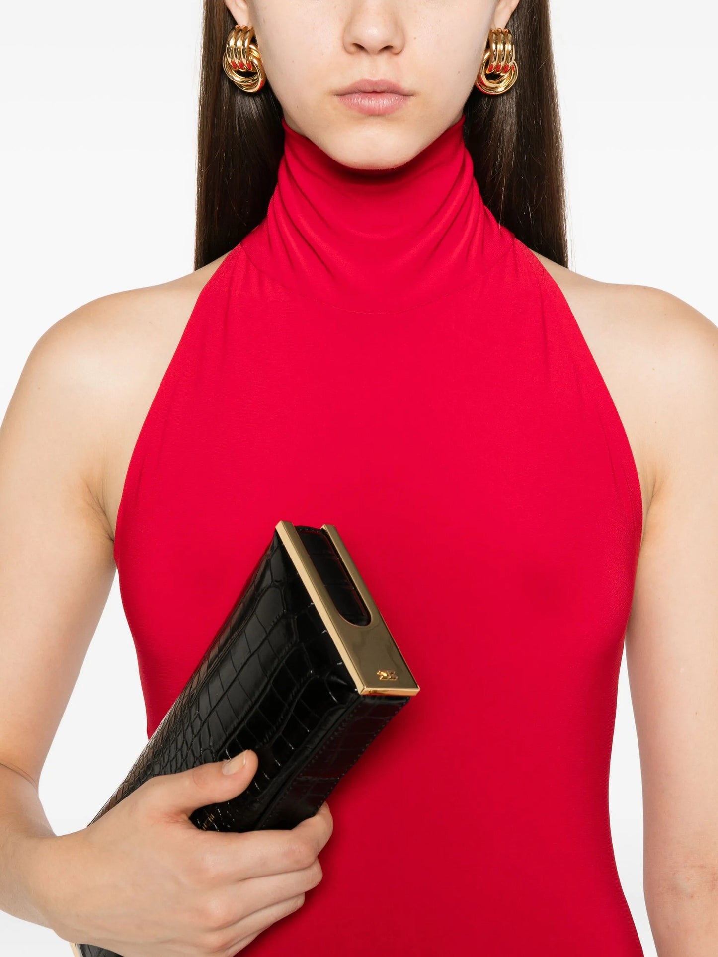 halterneck flared dress