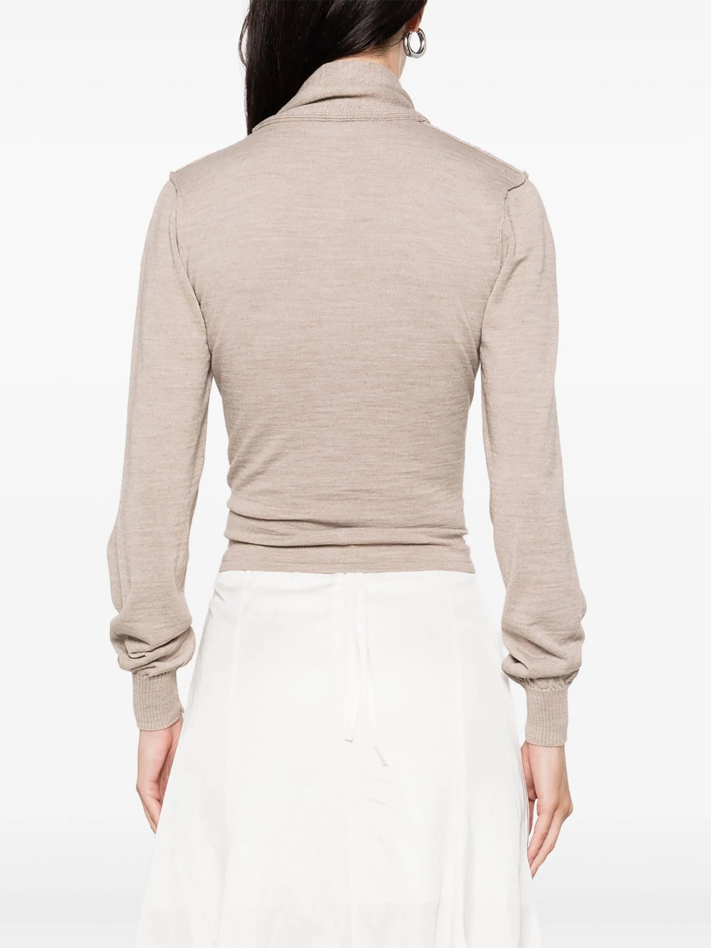 tied-neck button-detail top