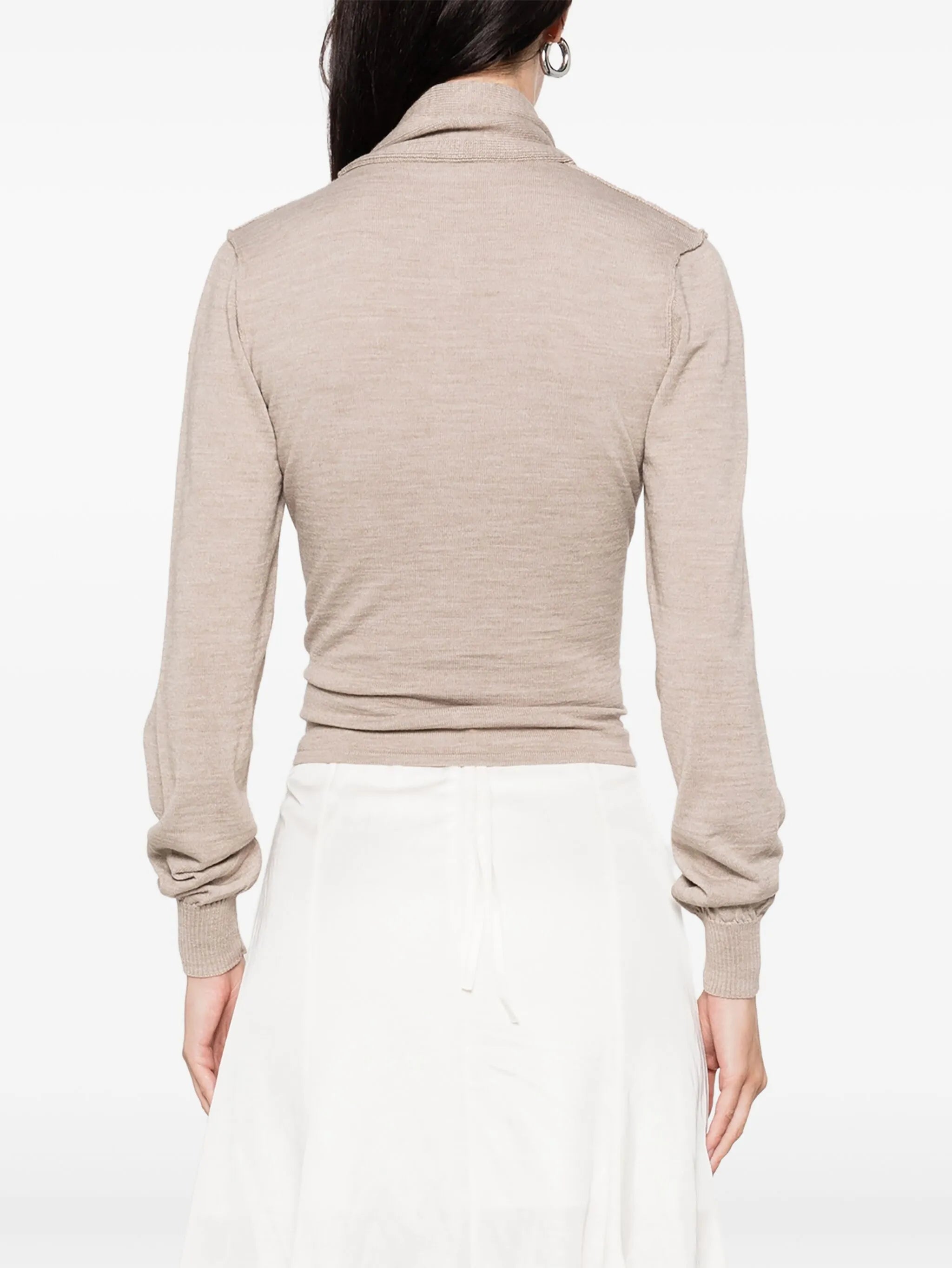 tied-neck button-detail top