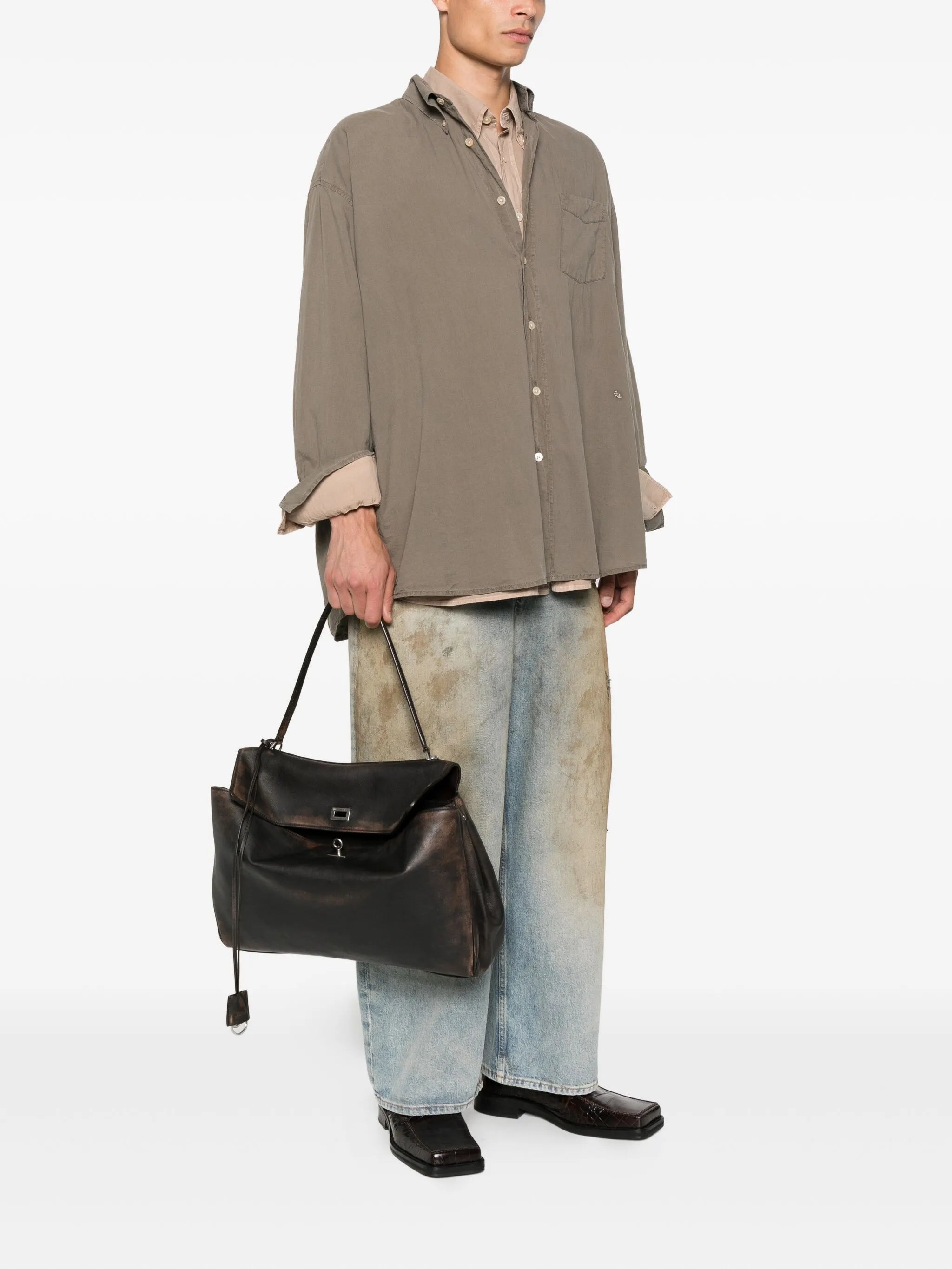 Rodeo flap-closure leather shoulder bag
