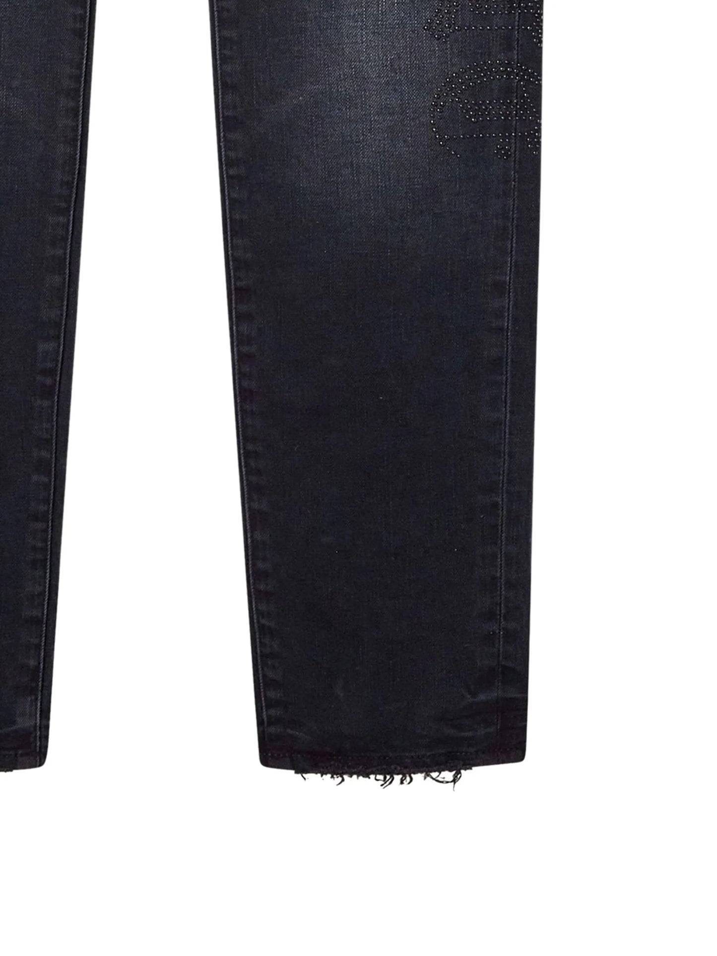 P001 rhinestone-logo jeans