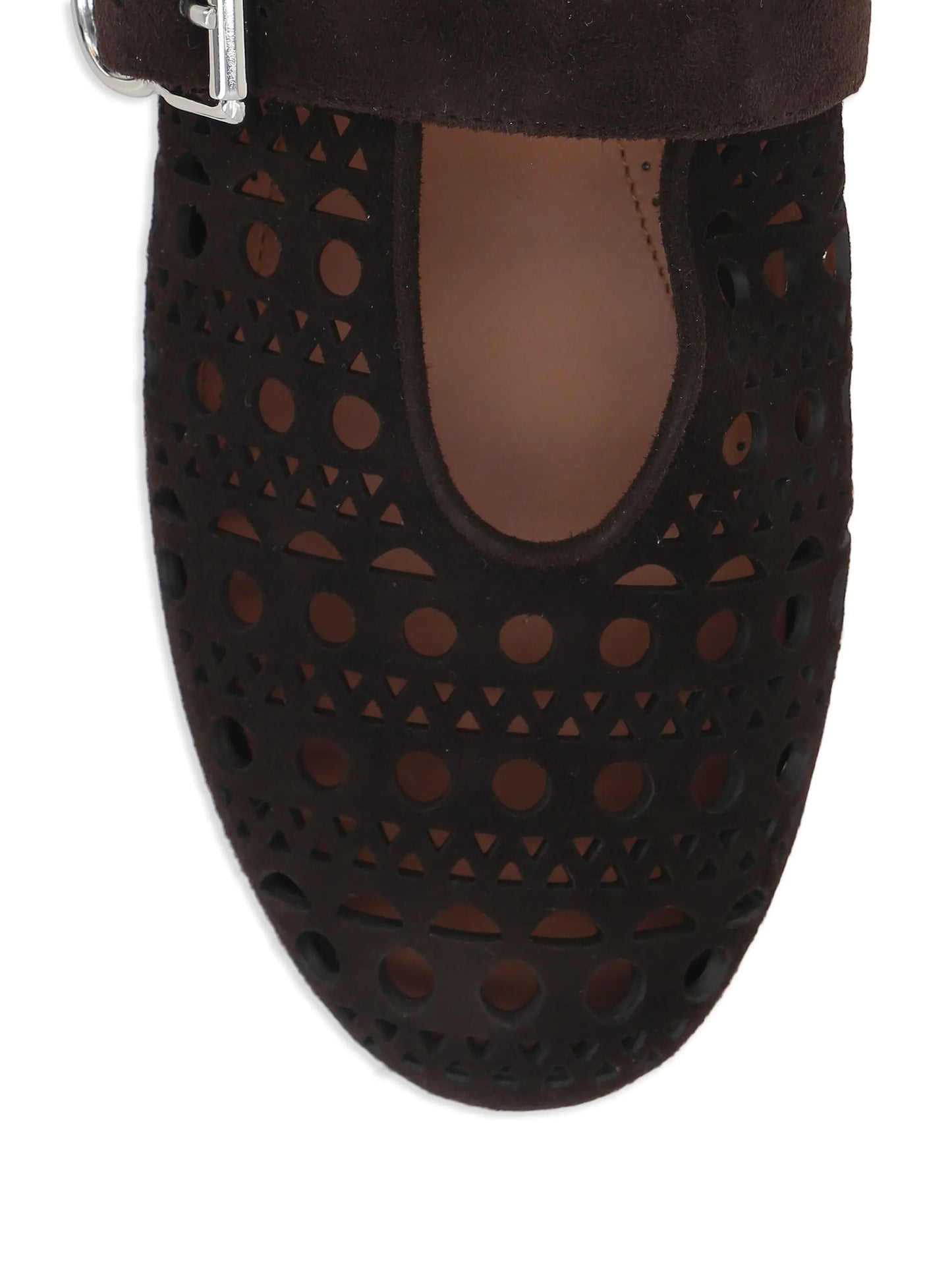perforated suede ballet flats