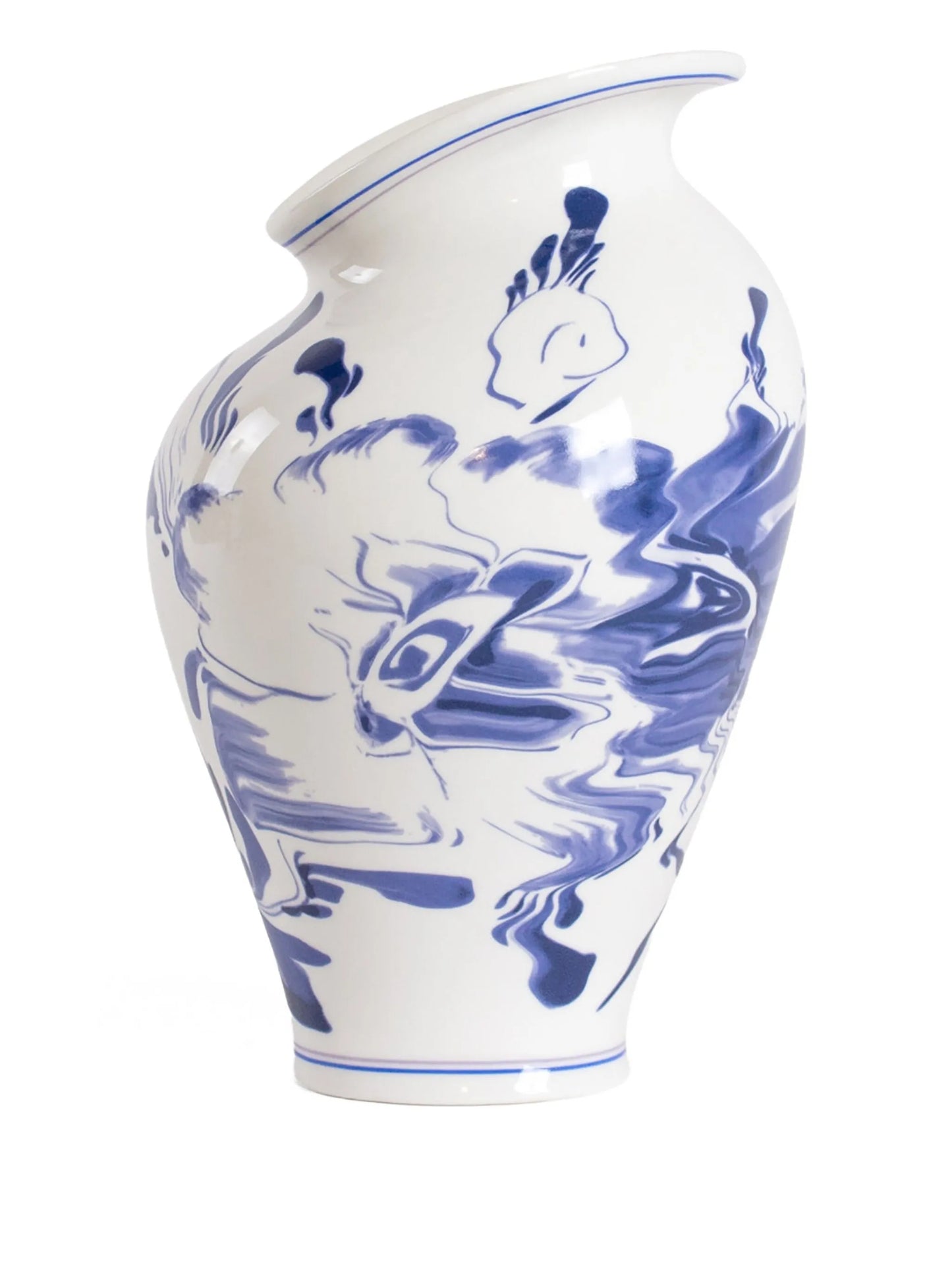 floral-print porcelain vase