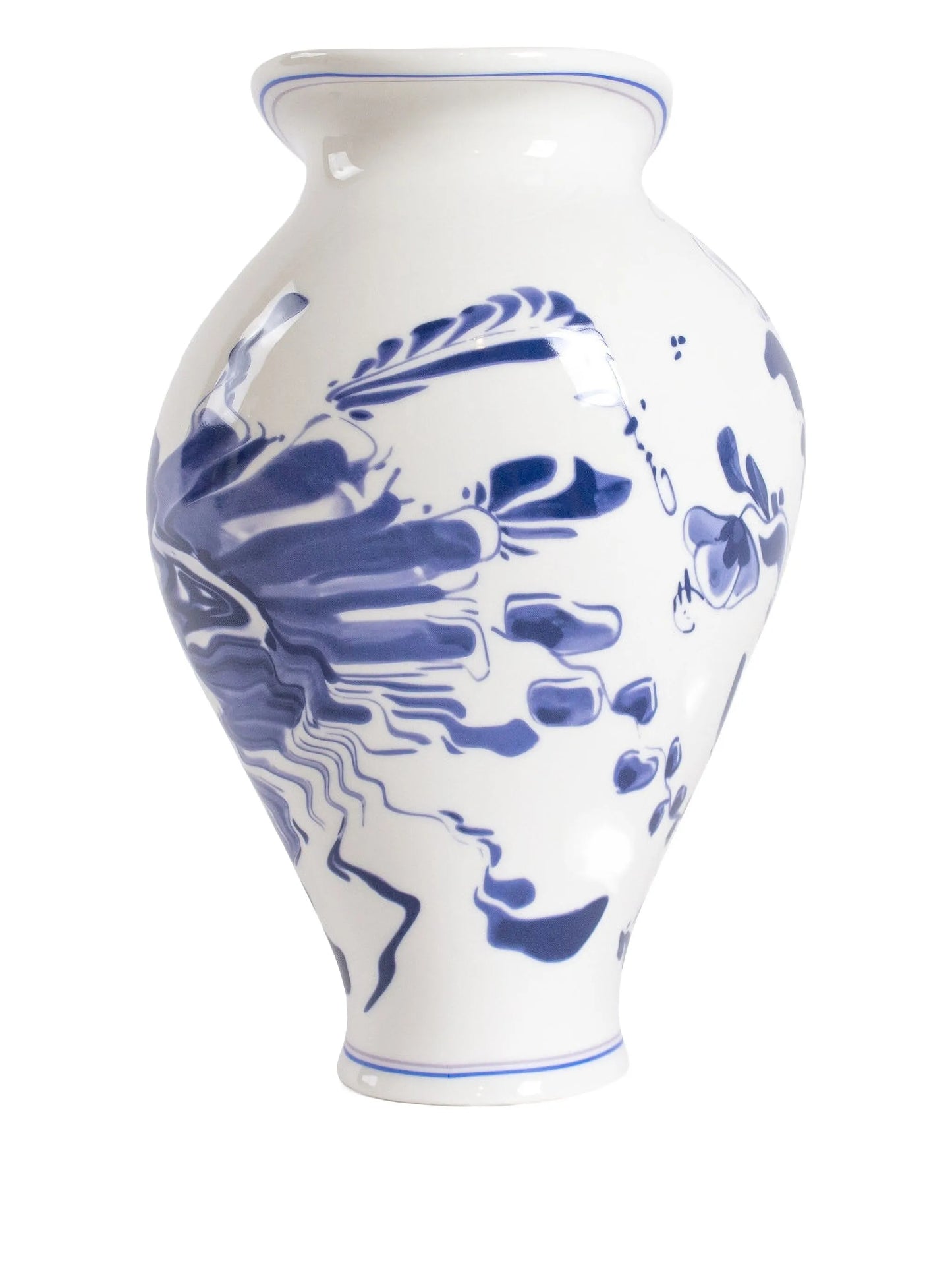 floral-print porcelain vase