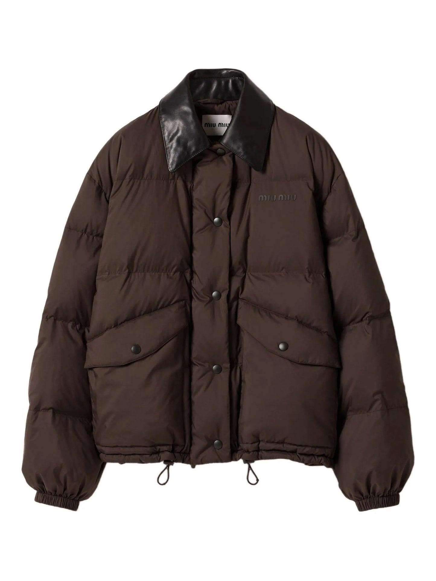 leather-collar puffer jacket